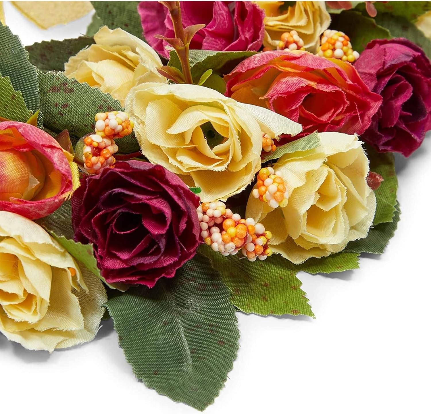 Okuna Outpost Rose Wreath with Ribbon for Front Door