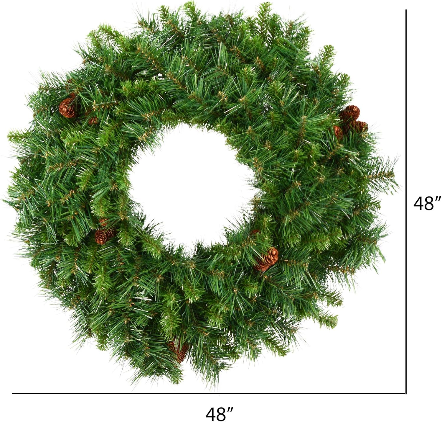 Vickerman 48 Inch Cheyenne Pine Artificial Christmas Wreath with 450 PVC Tips