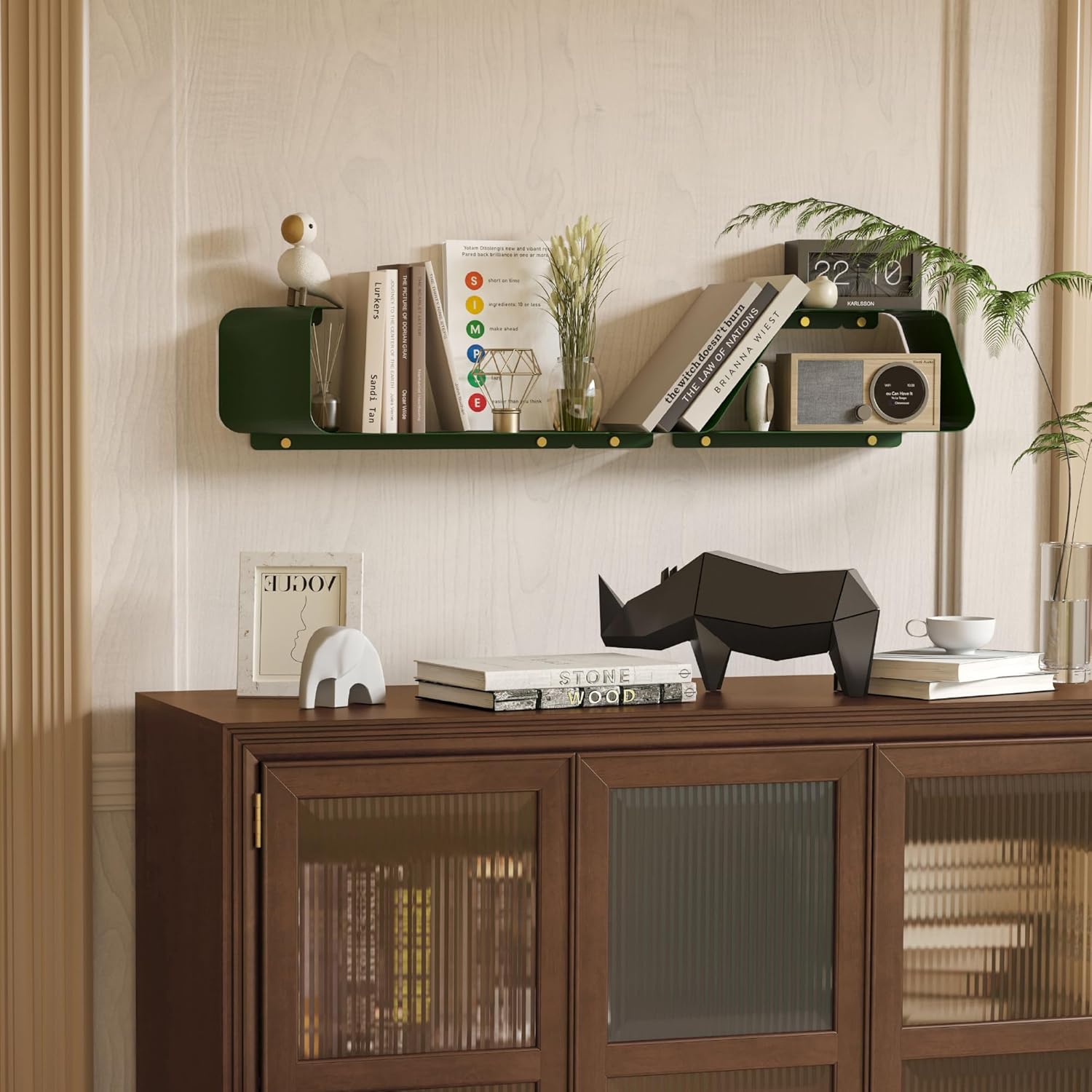 Set of 3 Floating Metal Wall Shelves for Home Storage