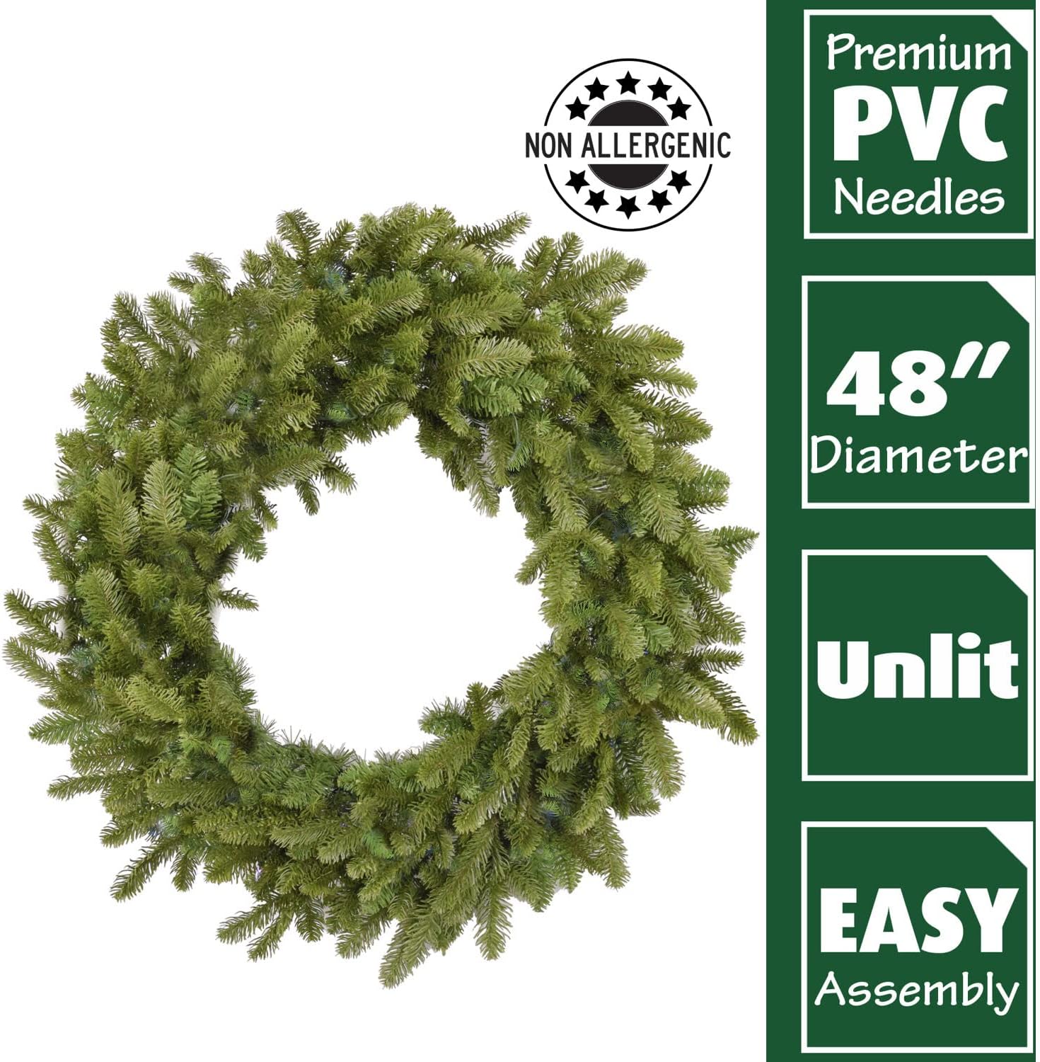 Fraser Hill Farm 48 Inch Grandland Pine Wreath Door Hanging No Lights