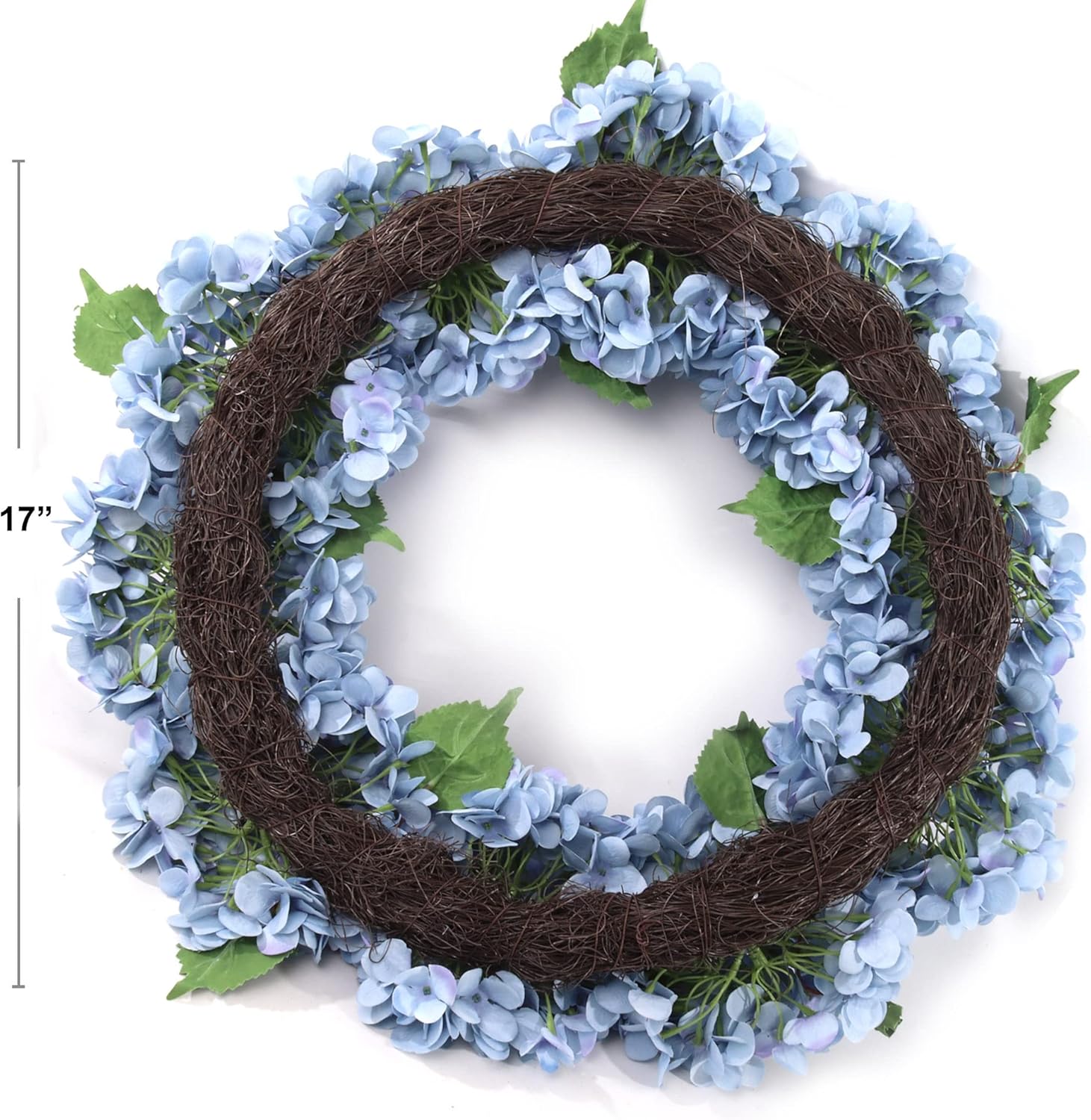 24 Inch Blue Hydrangea Wreath Artificial Floral Decor