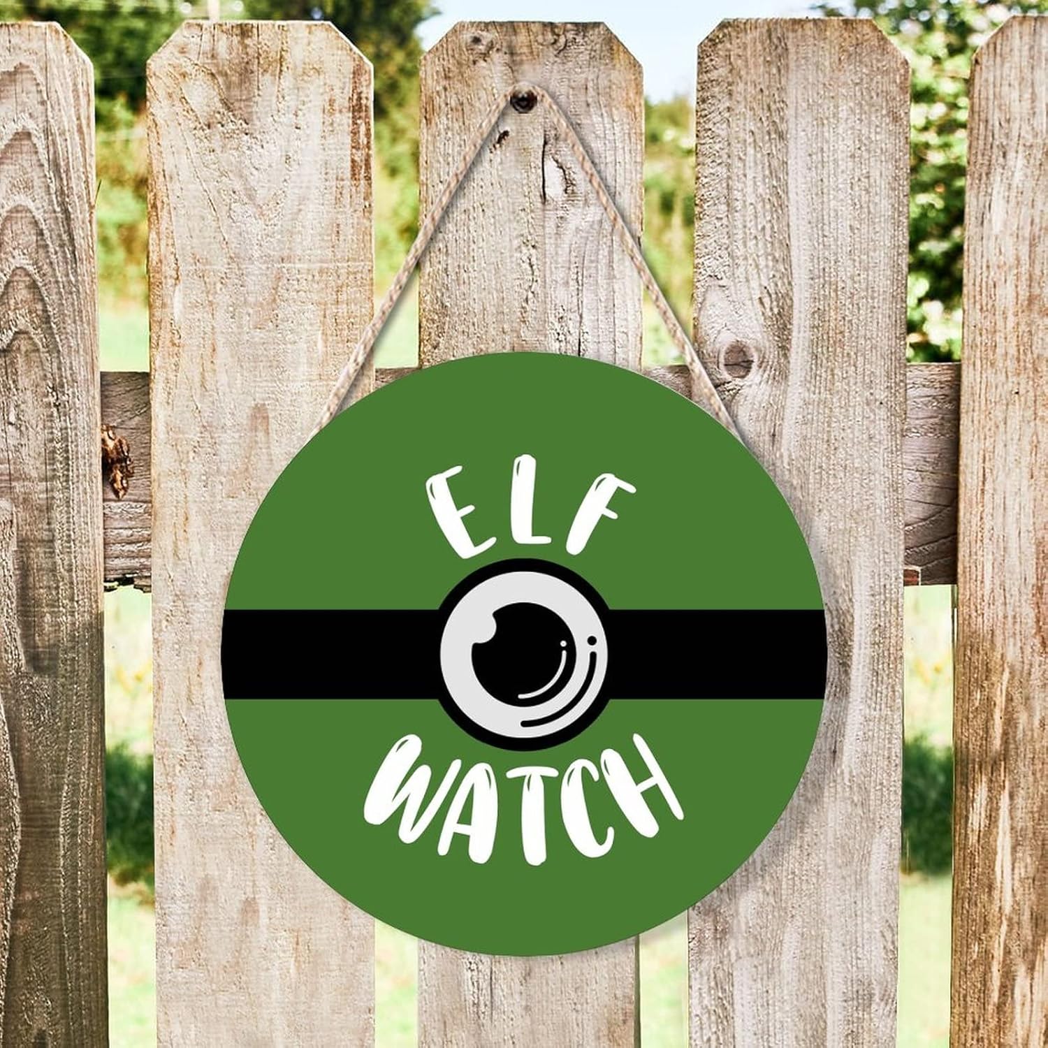 Funny Green Elf Watch Door Hanger for Kids