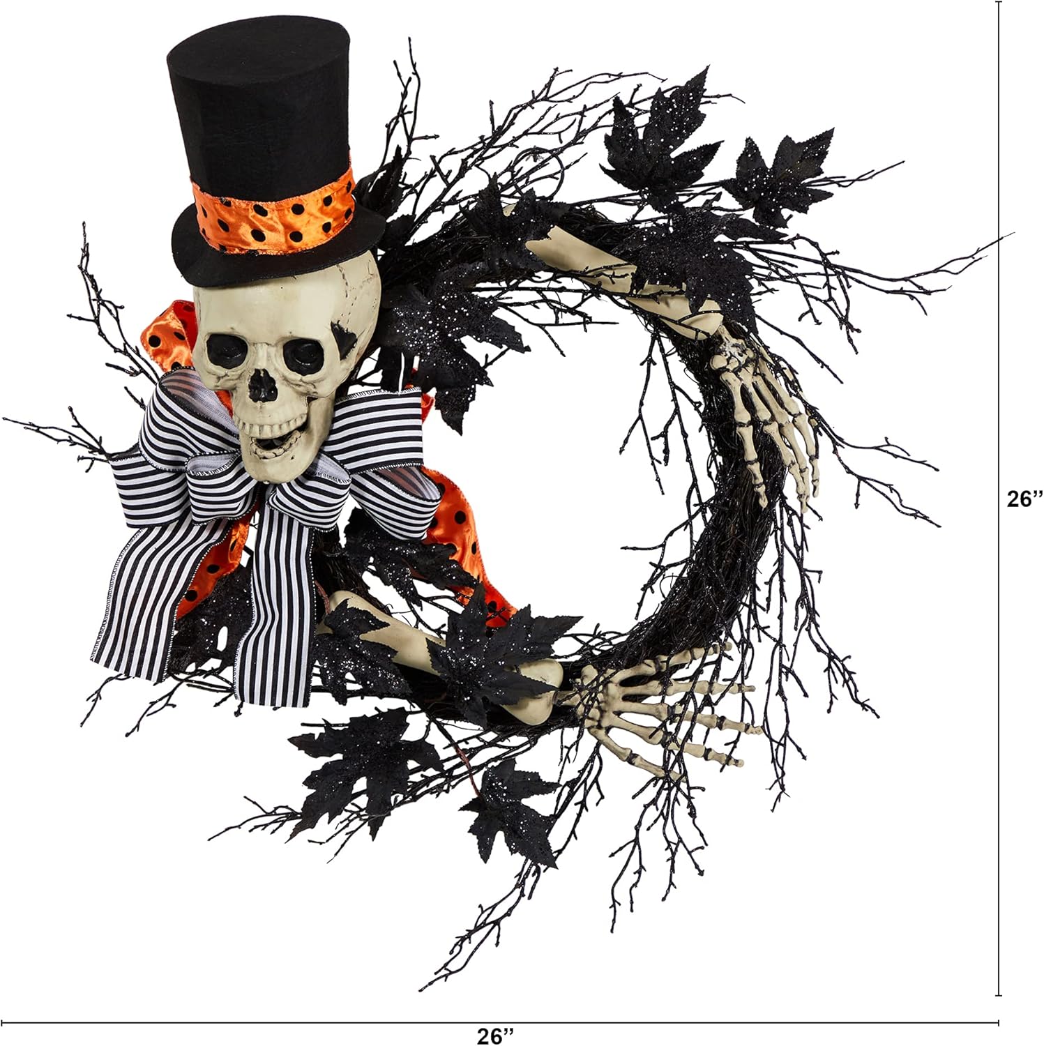 Nearly Natural 26in Halloween Skeleton Wreath