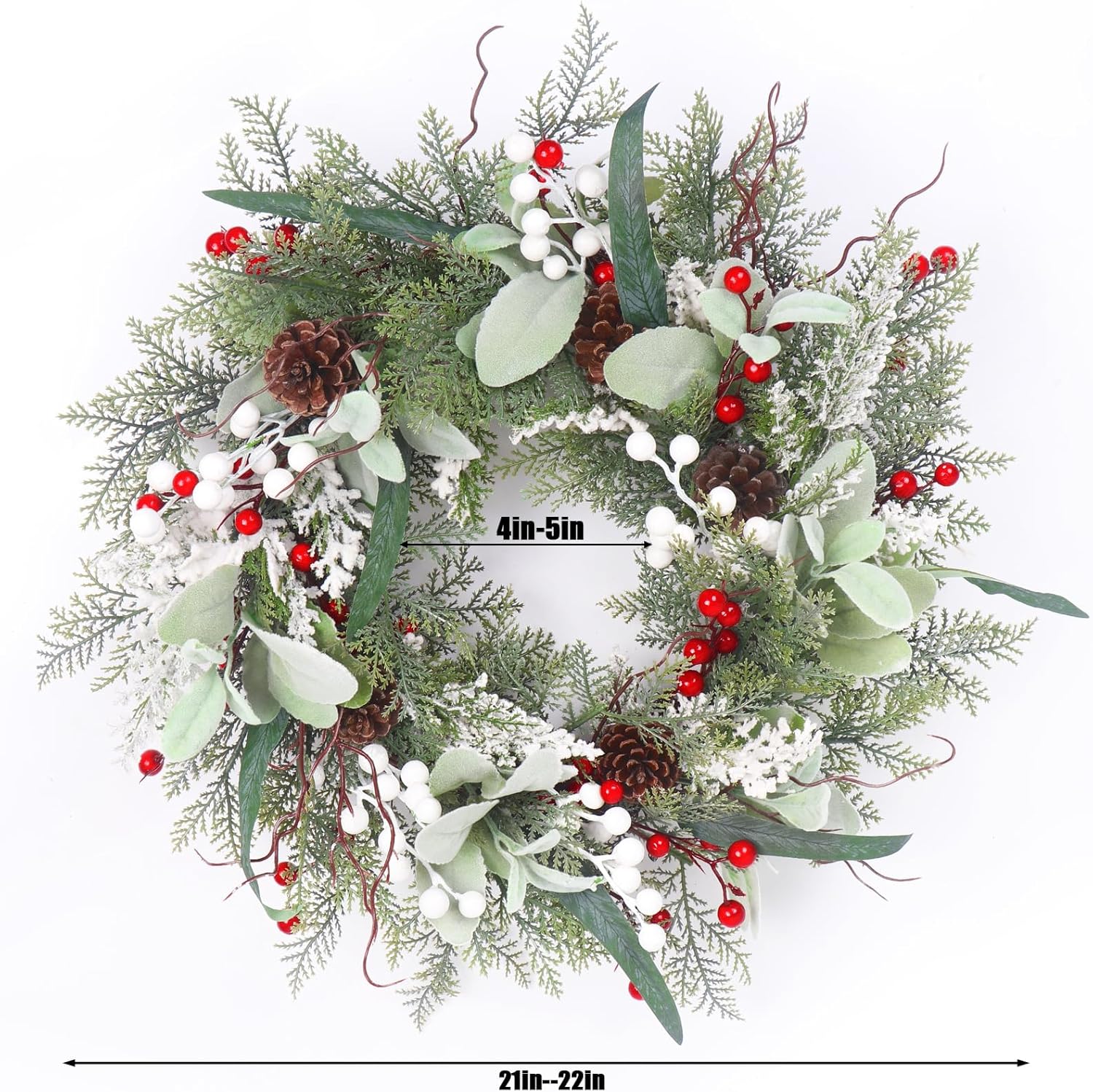 22 Inch Artificial Christmas Wreath with Pinecone and Berries