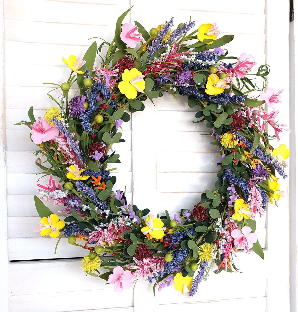 Bibelot 20 Inch Daisy Lavender Wreath Spring Summer Decor