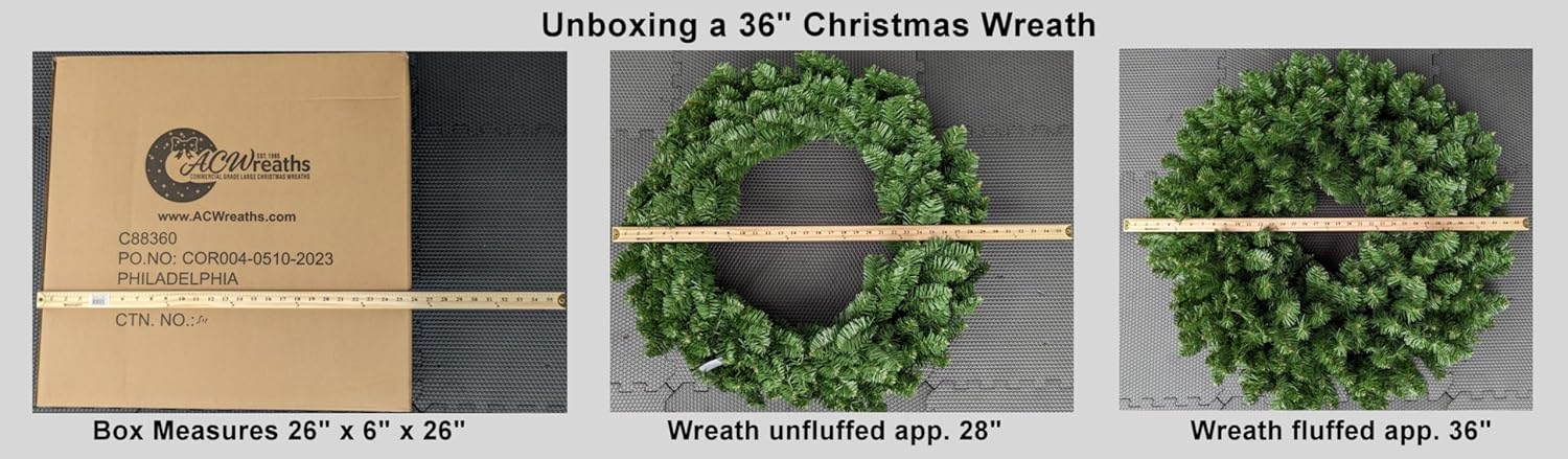 3 Foot Christmas Wreath with Large Red Bow