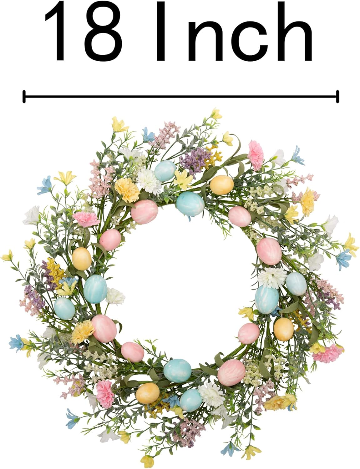 18 Inch Easter Wreath with Pastel Eggs and Twigs