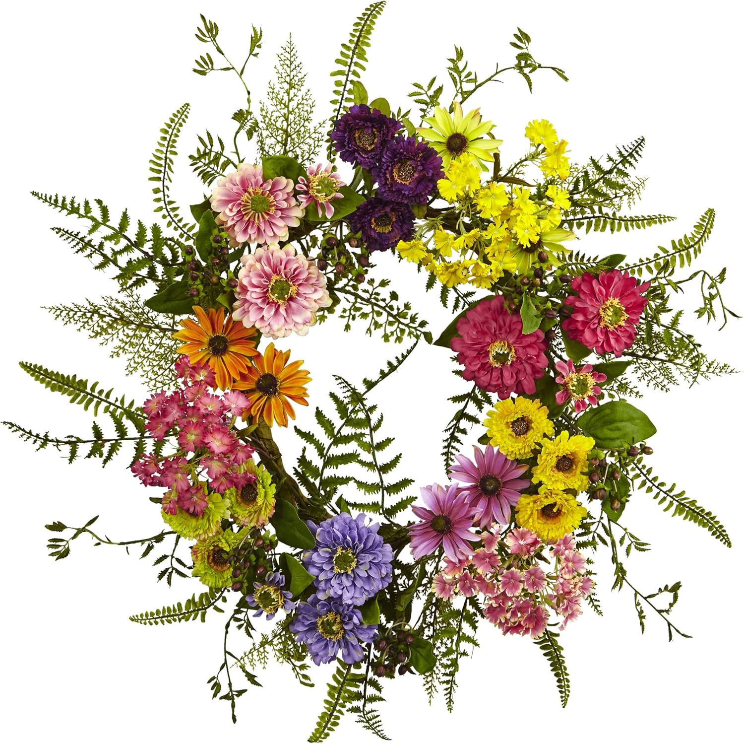 Nearly Natural Artificial Mixed Flower Wreath 1