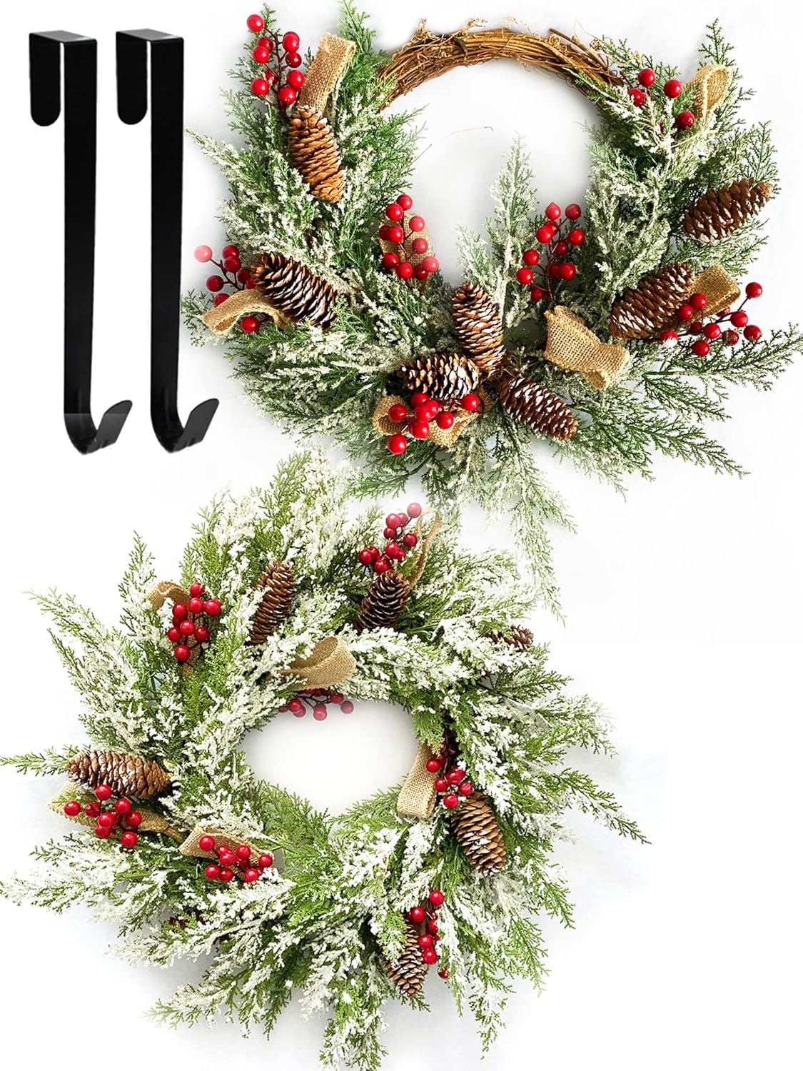 23 Christmas Wreath with Hangers 2 Pack