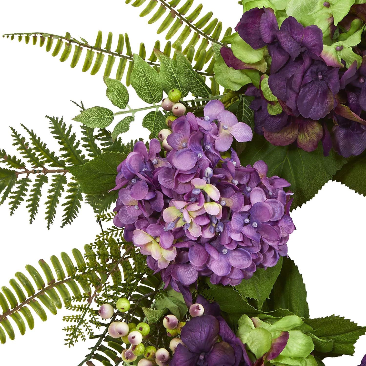 Nearly Natural 24in Artificial Hydrangea Berry Wreath