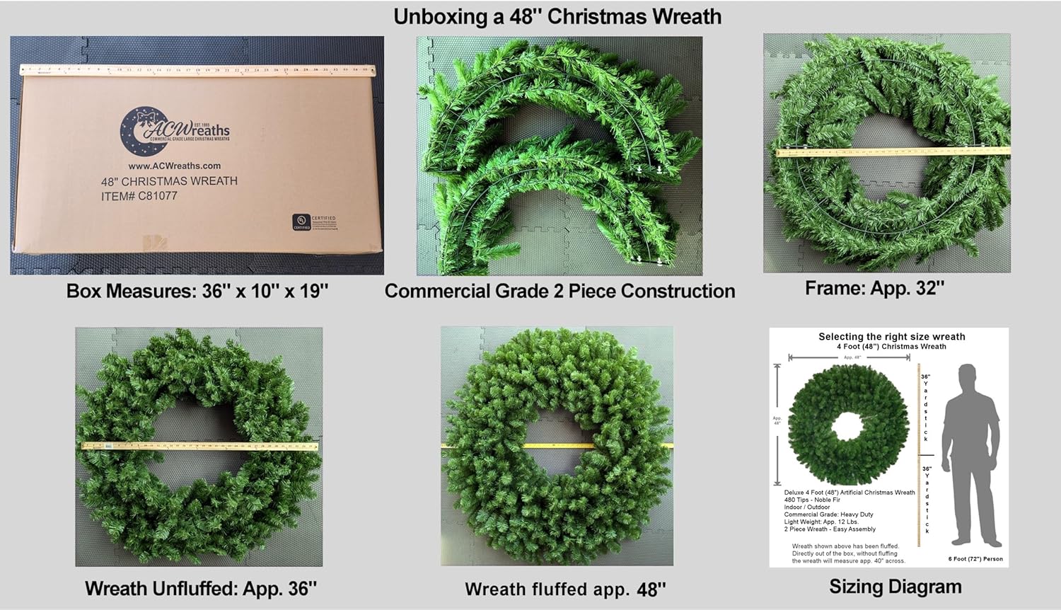 48 Inch Incandescent Christmas Wreath with Red Bow