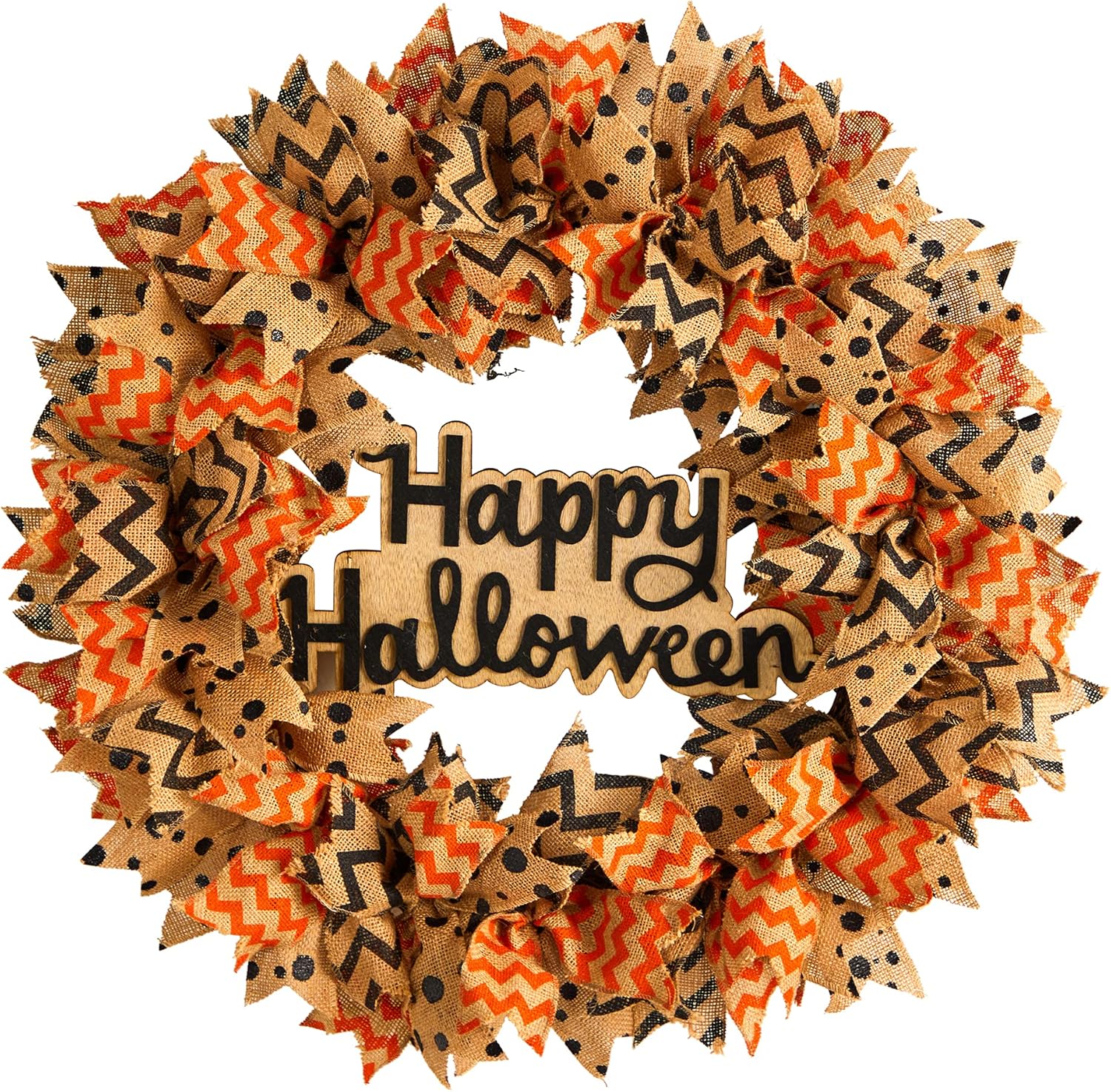 Nearly Natural 30in Halloween Burlap Ribbon Wreath