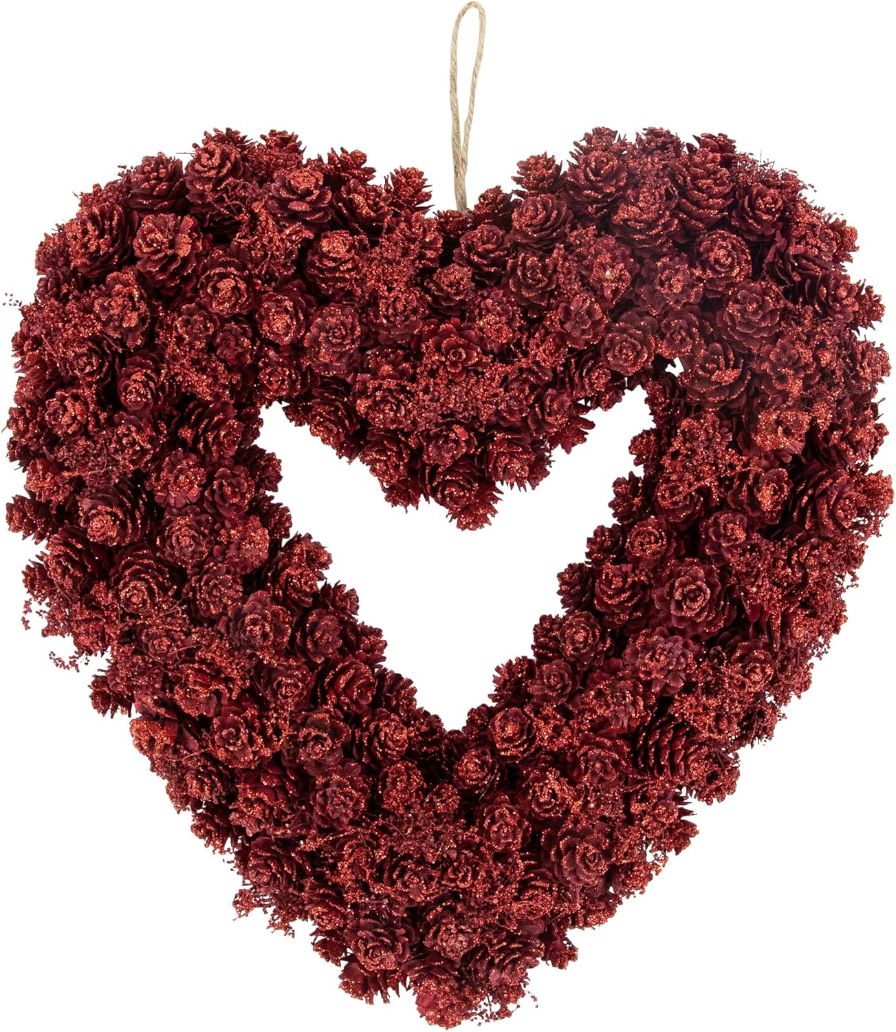 Northlight Red Wooden Heart Shaped Wreath - 14 Inch