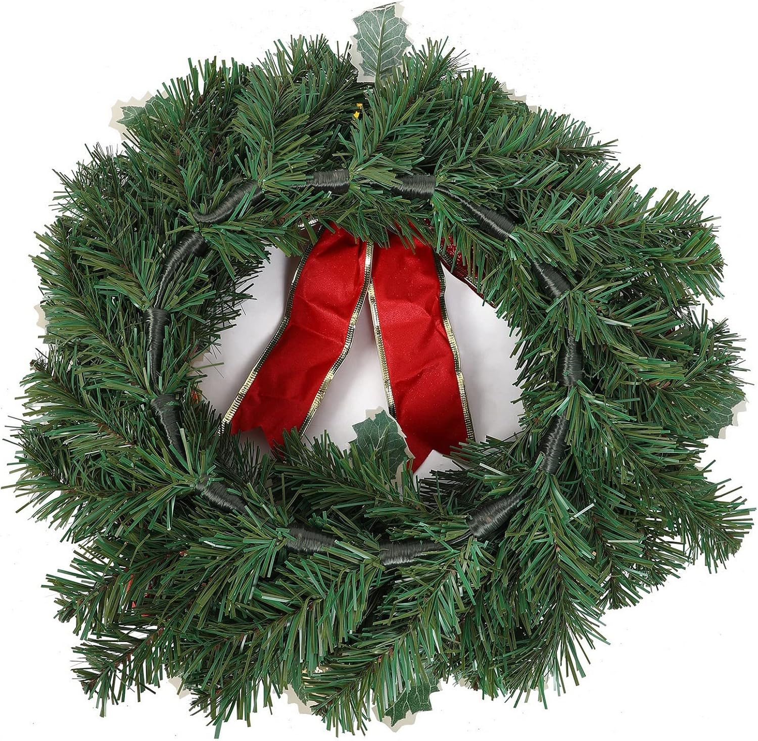 Heflashor 17 Inch Christmas Wreath with Bow