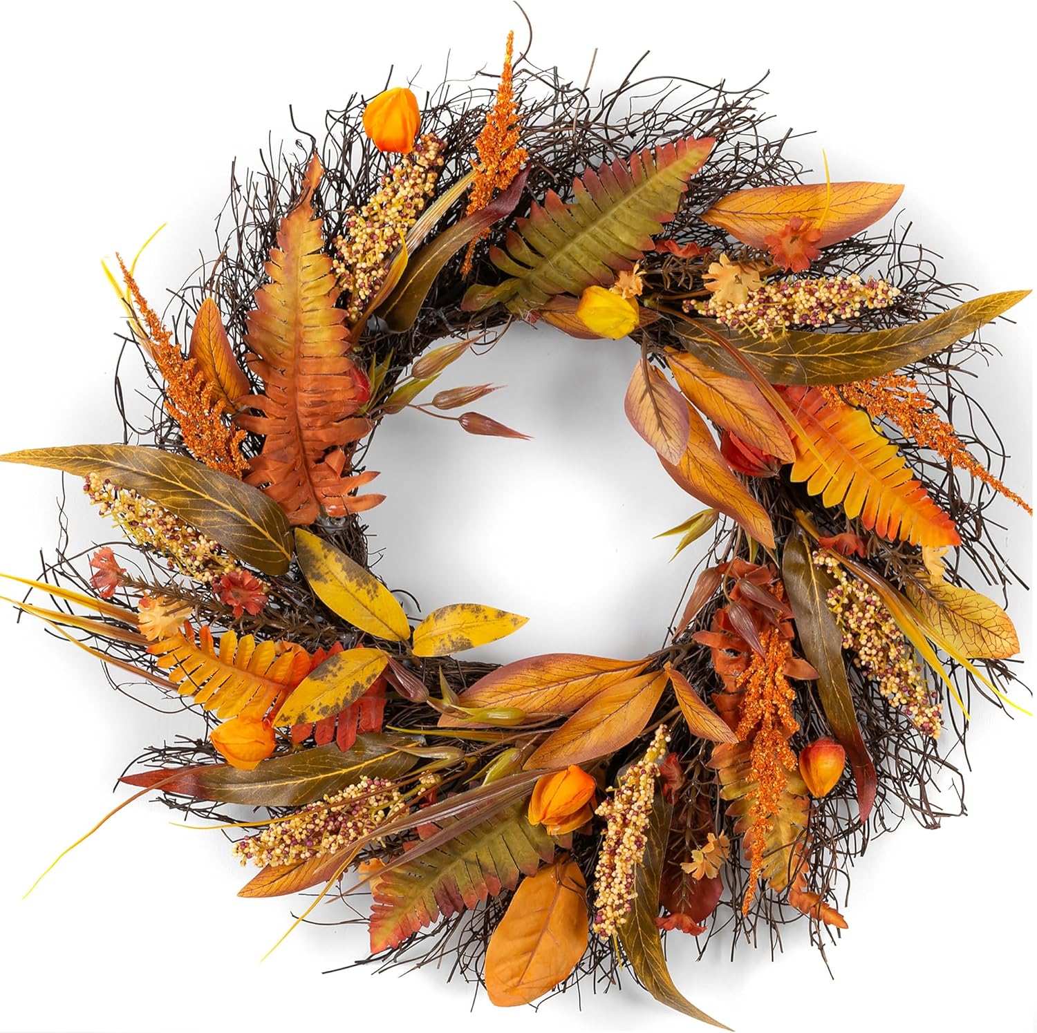 Walasis 24 Inch Fall Wreath for Front Door