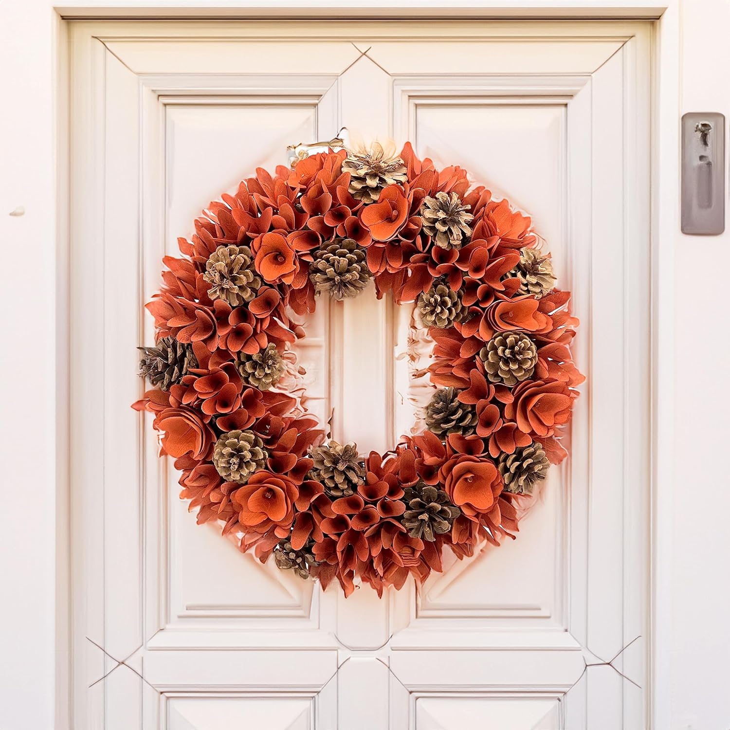 Galt International 18 Woodchip Pinecone Fall Wreath for Front Door
