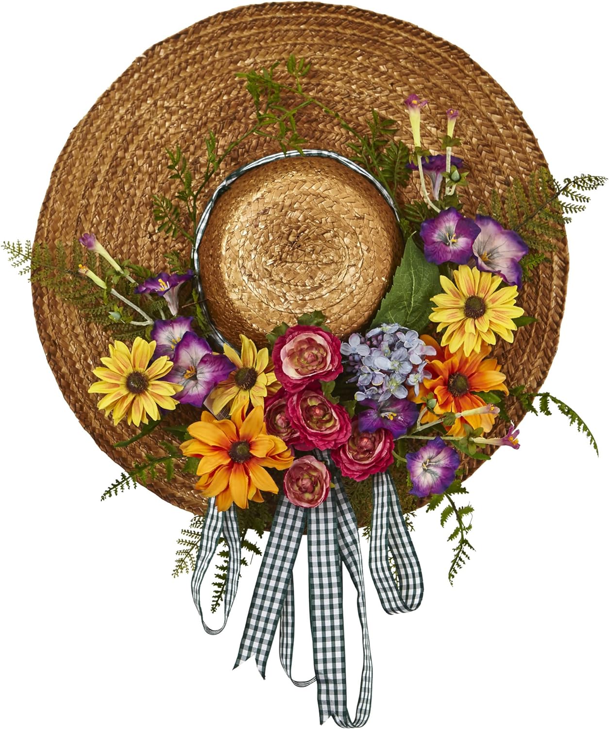 Nearly Natural 4587 18 Inch Mixed Flower Hat Wreath