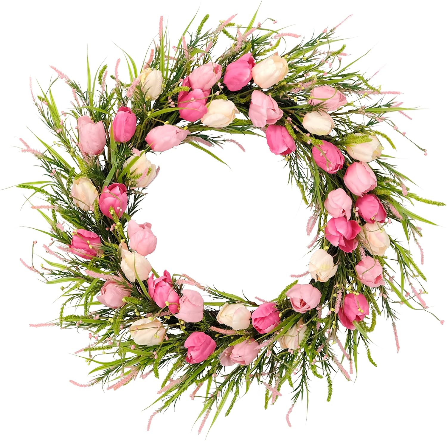 Puleo International 30 Inch Artificial Tulip Spring Door Wreath