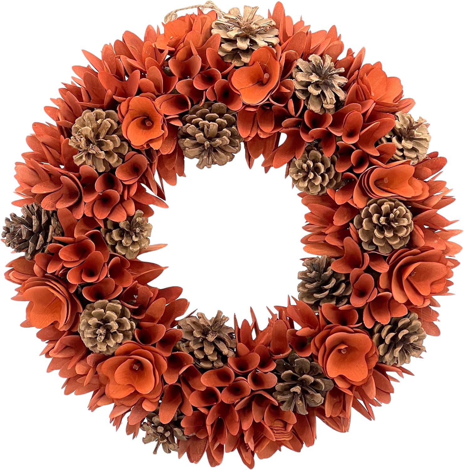 Galt International 18 Woodchip Pinecone Fall Wreath for Front Door
