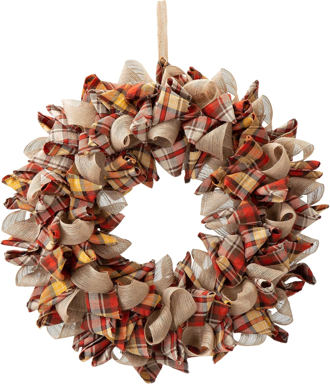 Glitzhome 185 Inch Fall Plaid Fabric Wreath