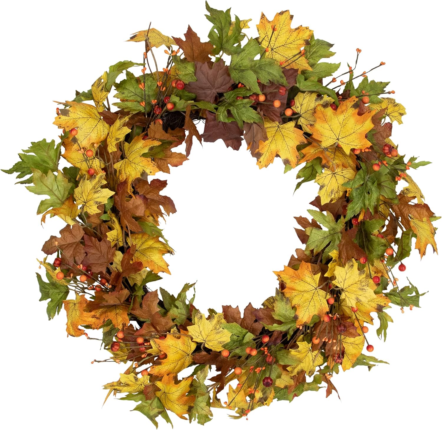 Northlight Berries and Twigs Artificial Thanksgiving Wreath Yellow 30-Inch