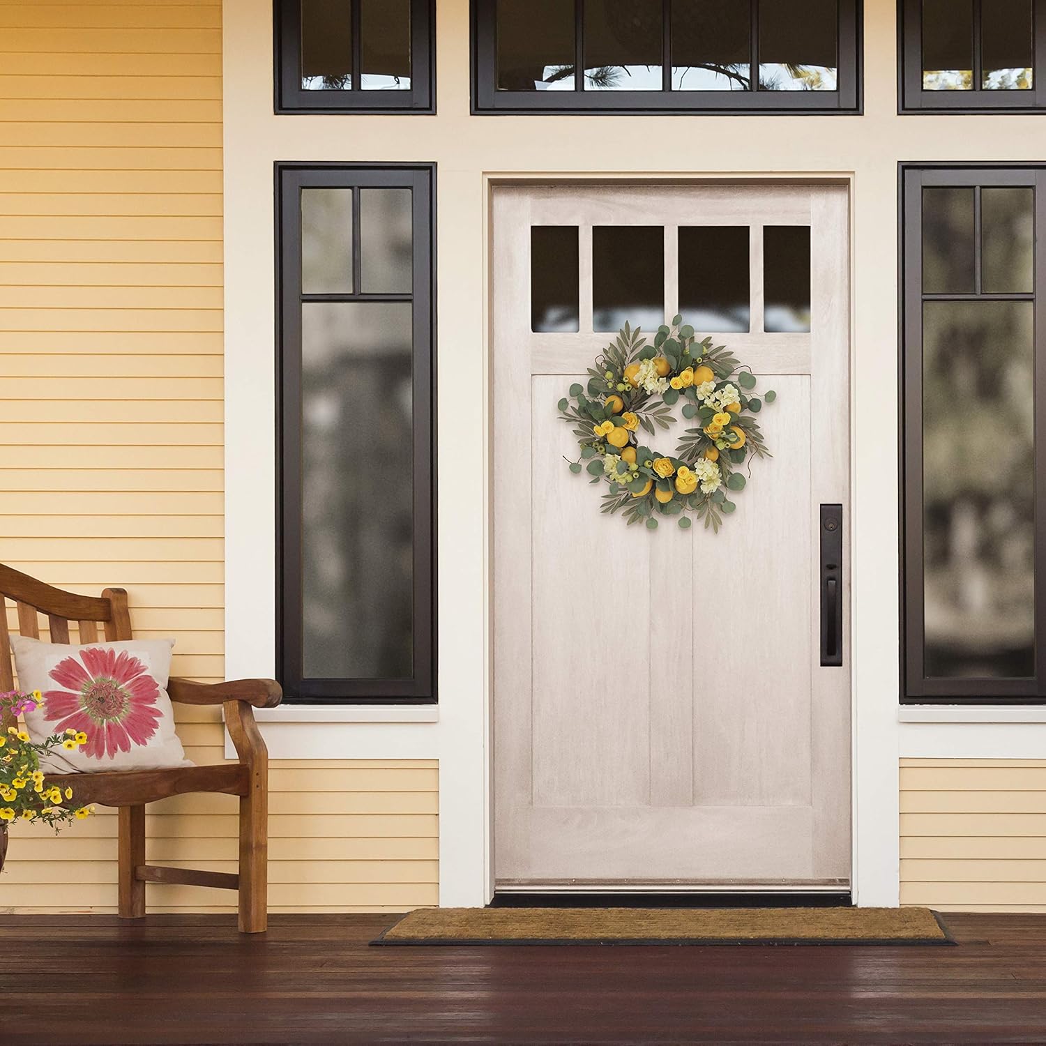Puleo International 24 Inch Artificial Lemon and Hydrangea Wreath