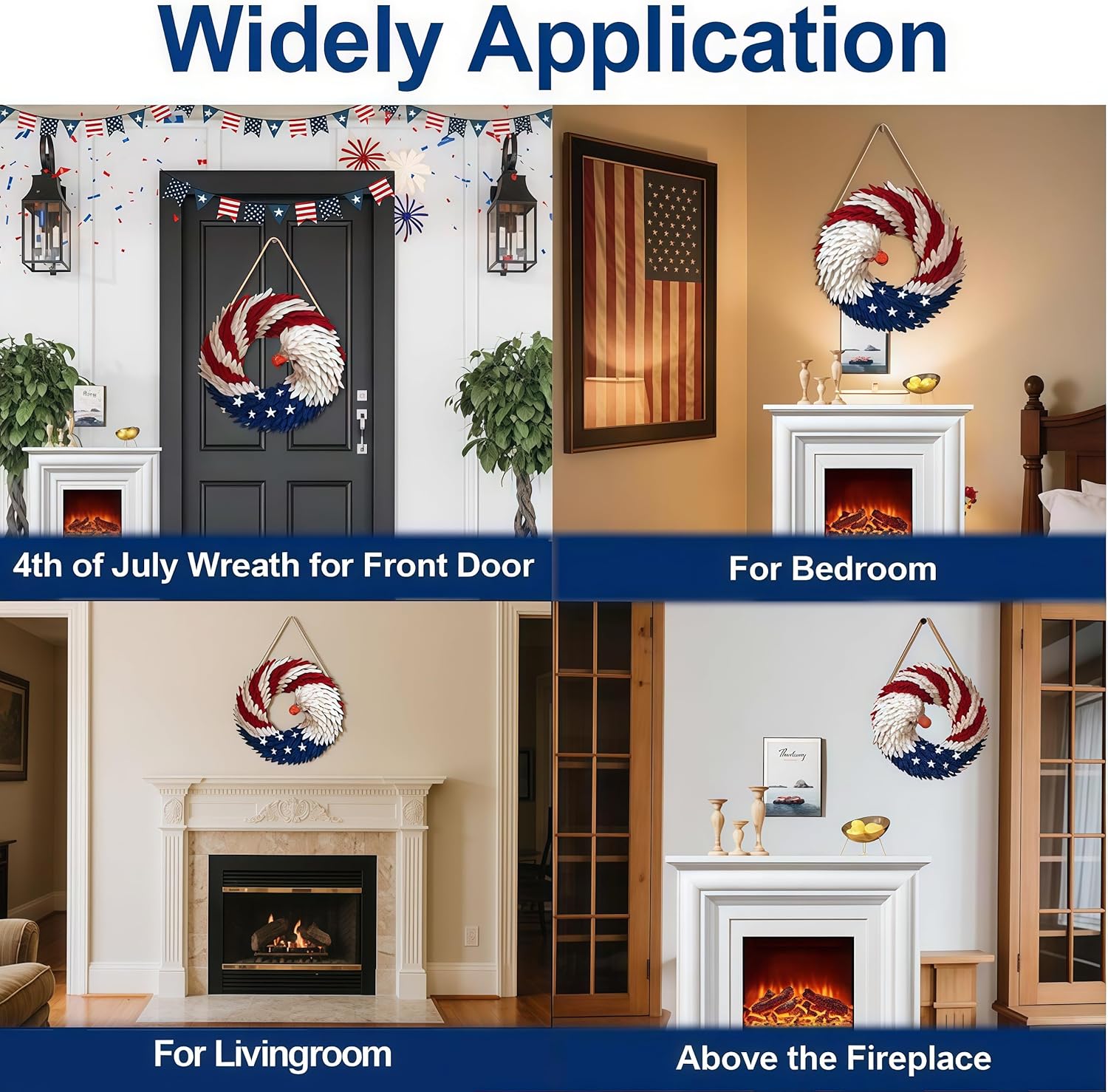 4th of July Patriotic Wreath Front Door Decor
