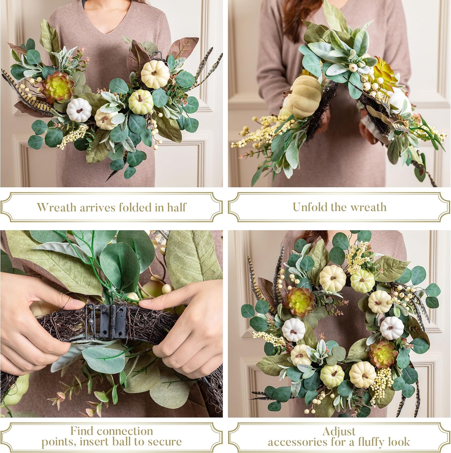 Valery Madelyn Fall Wreath with Light for Front Door