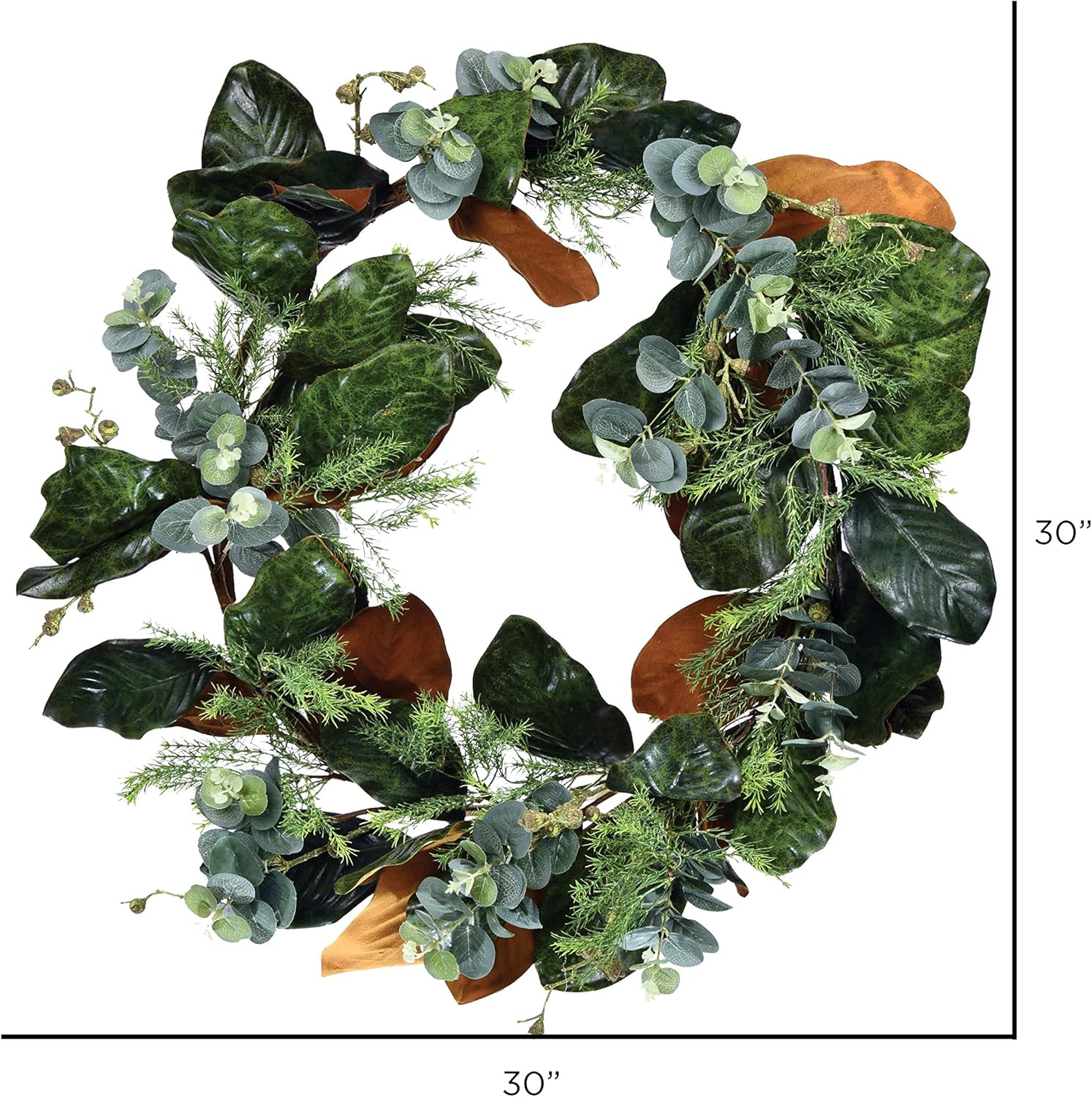 Vickerman 30 Inch Artificial Green Magnolia Leaf Wreath