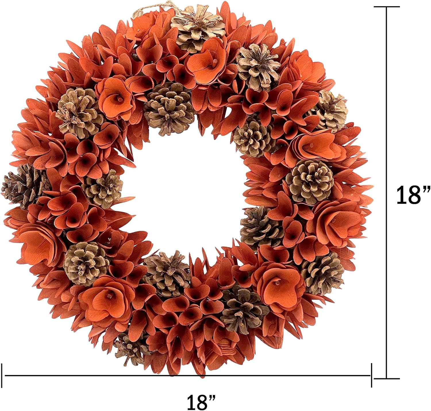 Galt International 18 Woodchip Pinecone Fall Wreath for Front Door