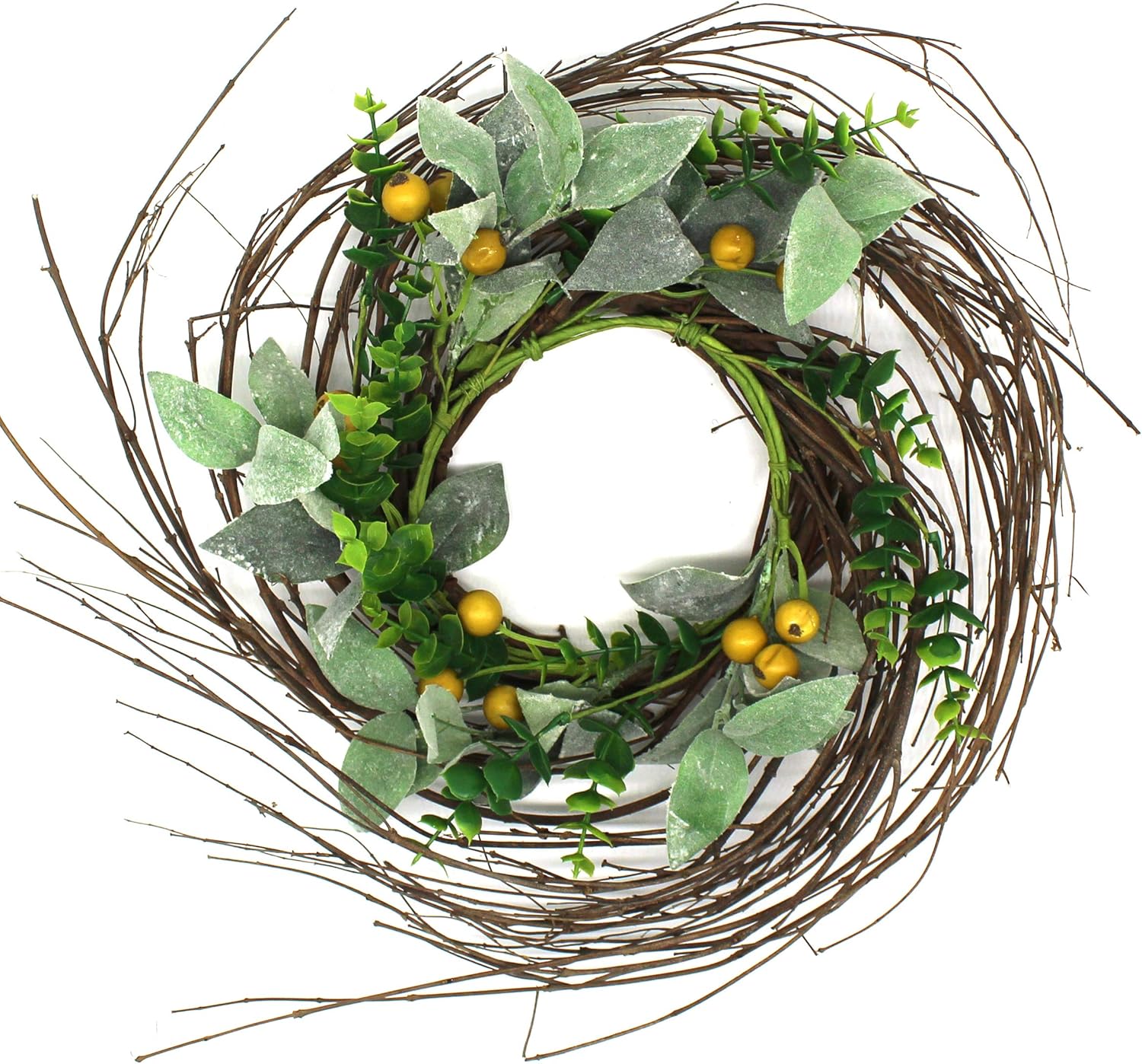 Rustic Country Artificial Lambs Ear Wreath 14 Inch
