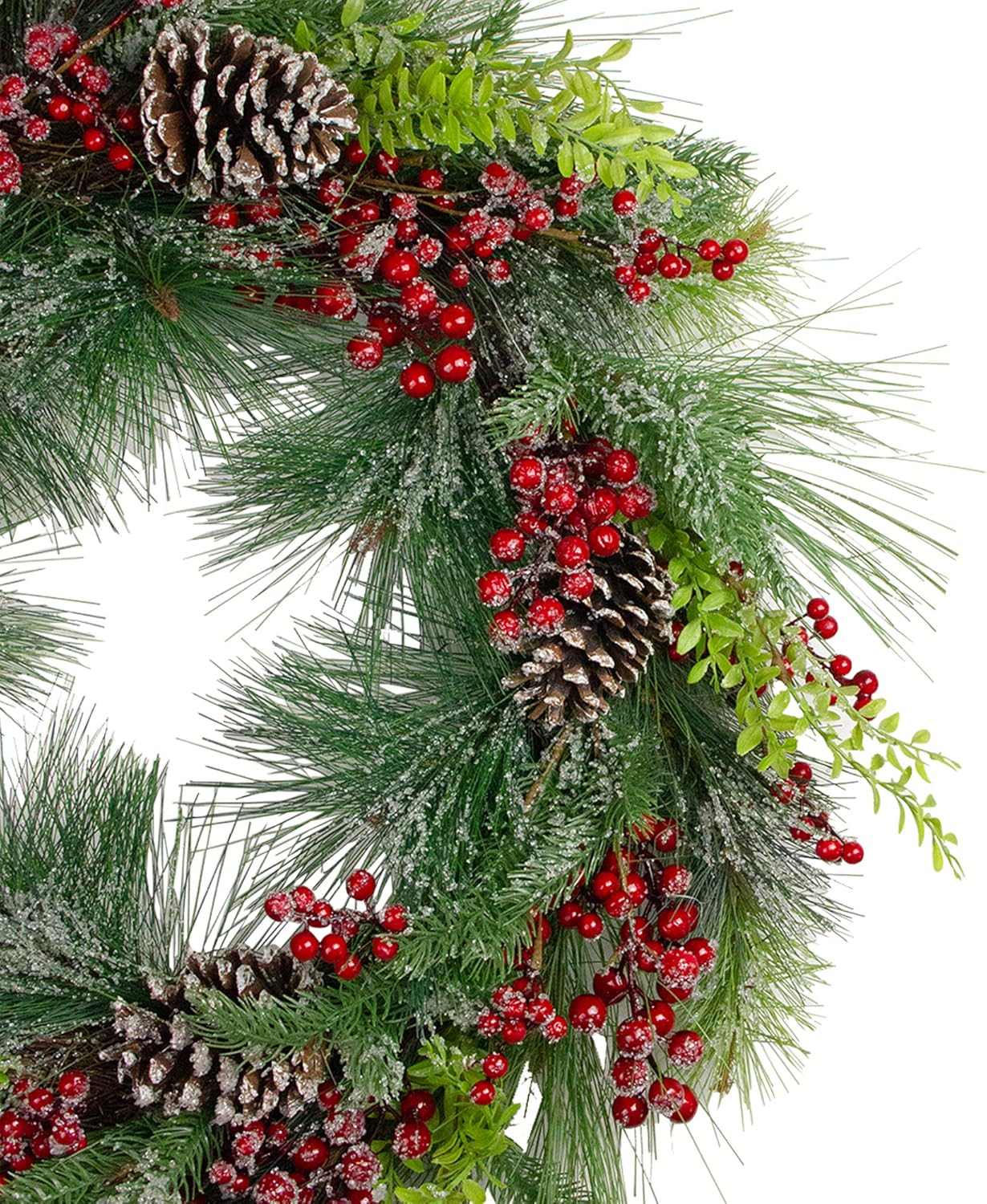 Northlight Iced Red Berries and Mixed Pine Artificial Christmas Wreath 32 Inch