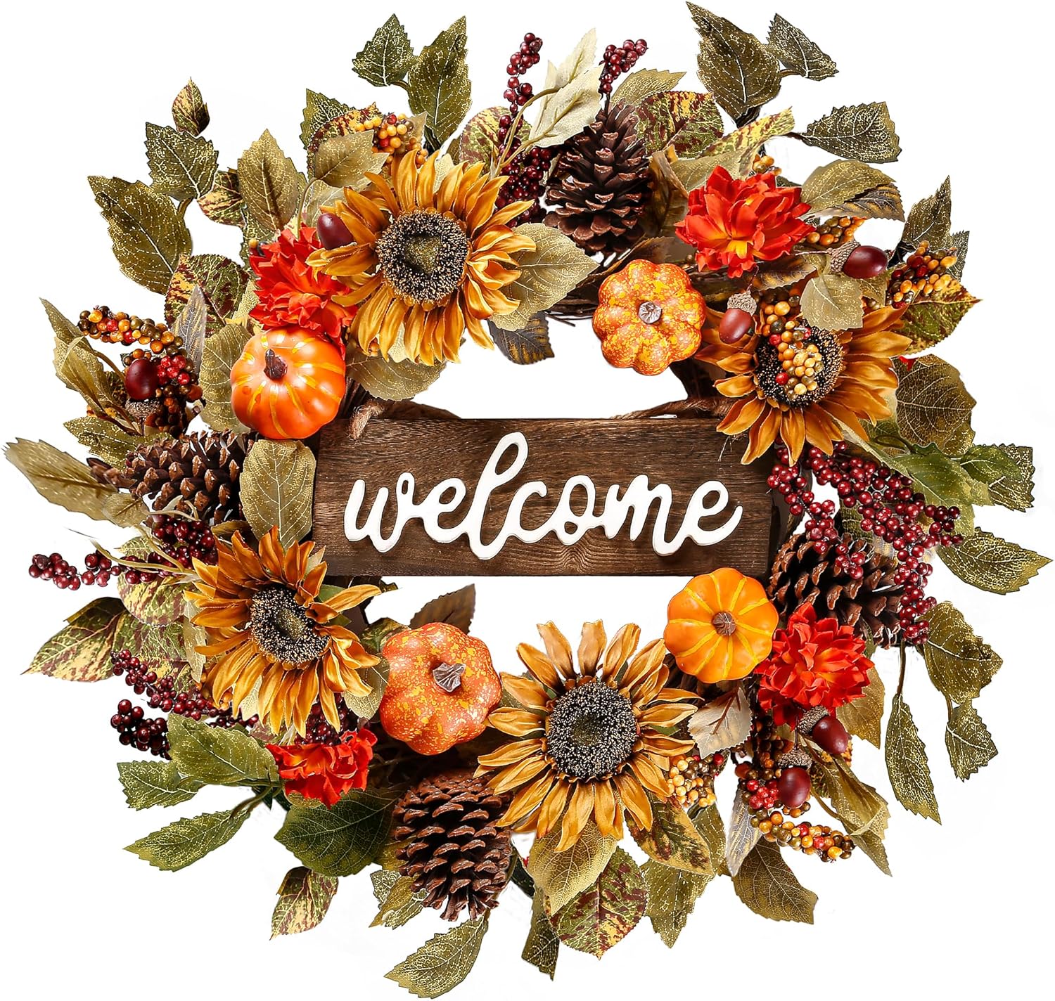 Sggvecsy Artificial Fall Wreath Autumn Decor
