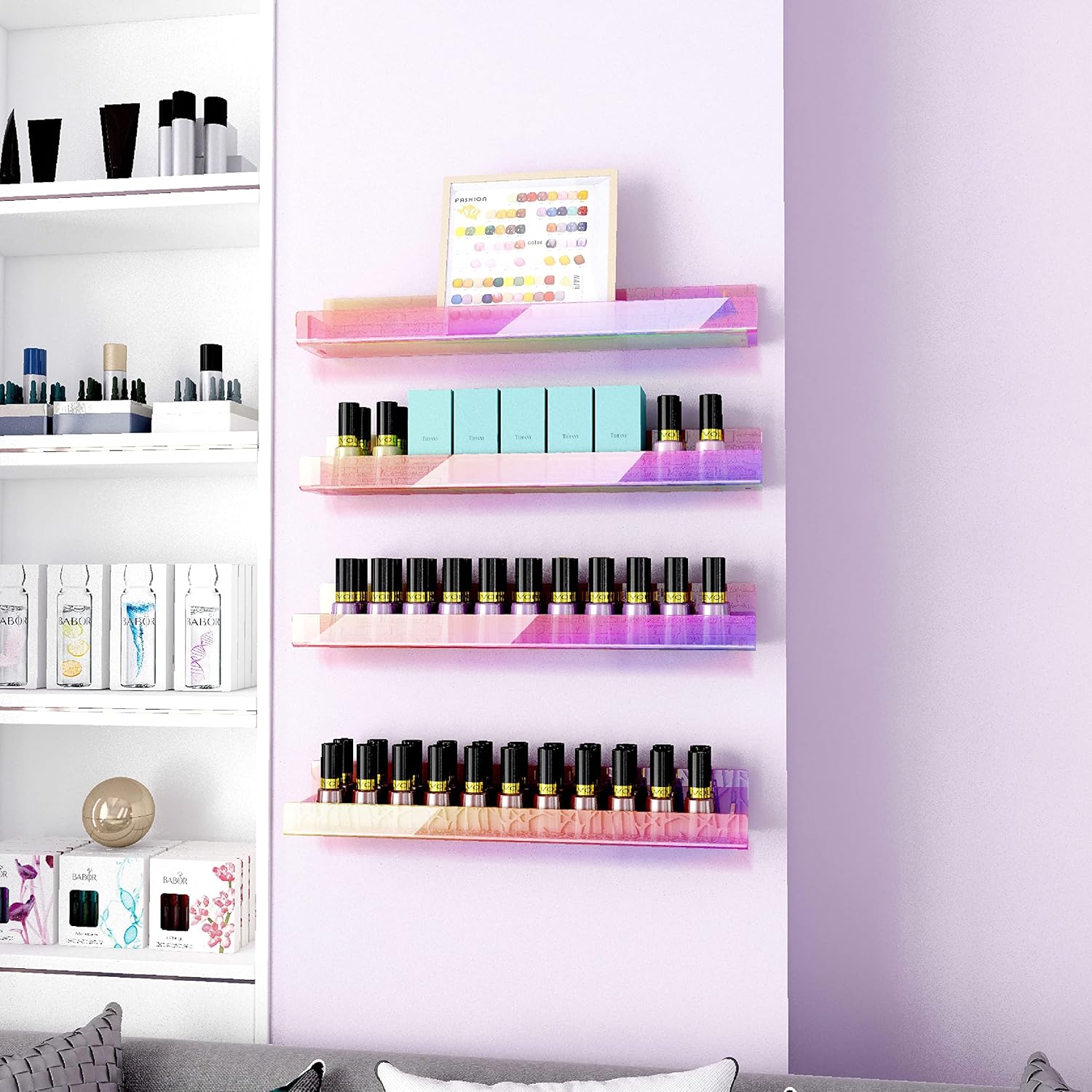 4 Pack 15 Inch Iridescent Acrylic Floating Wall Shelves