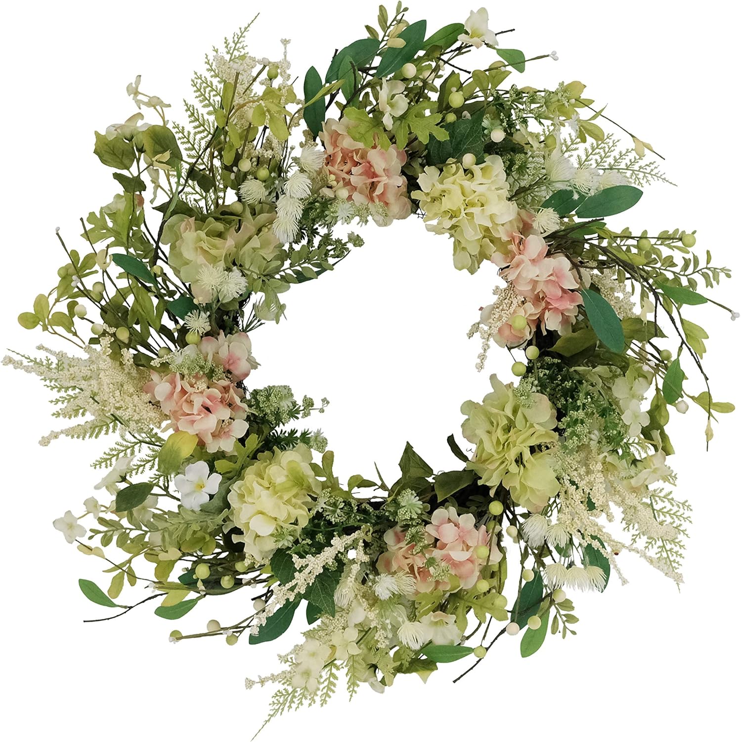 Puleo International 24 Inch Artificial Hydrangea and Dogwood Door Wreath