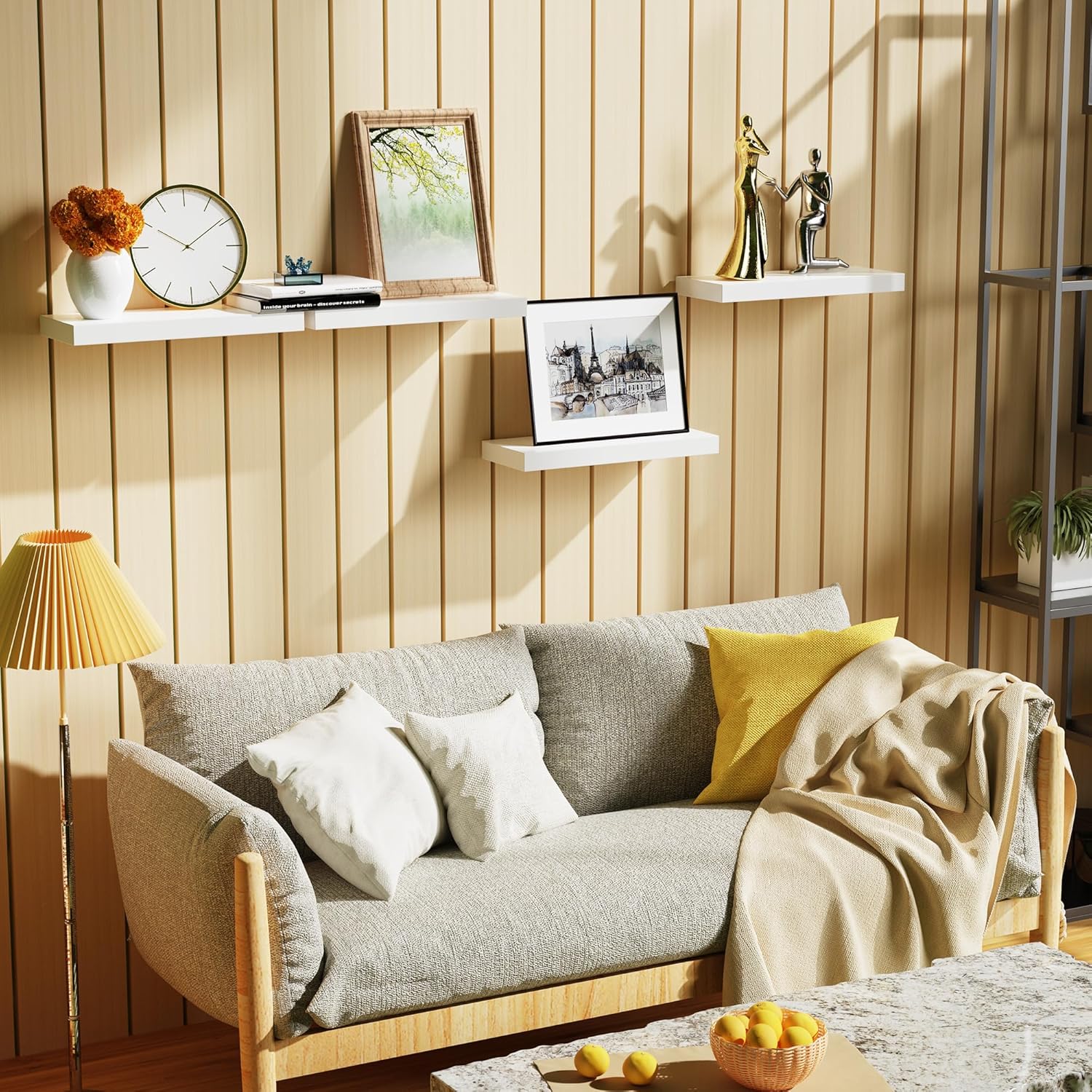 Bellsal Floating Shelves for Wall Set of 4 White Engineered Wood