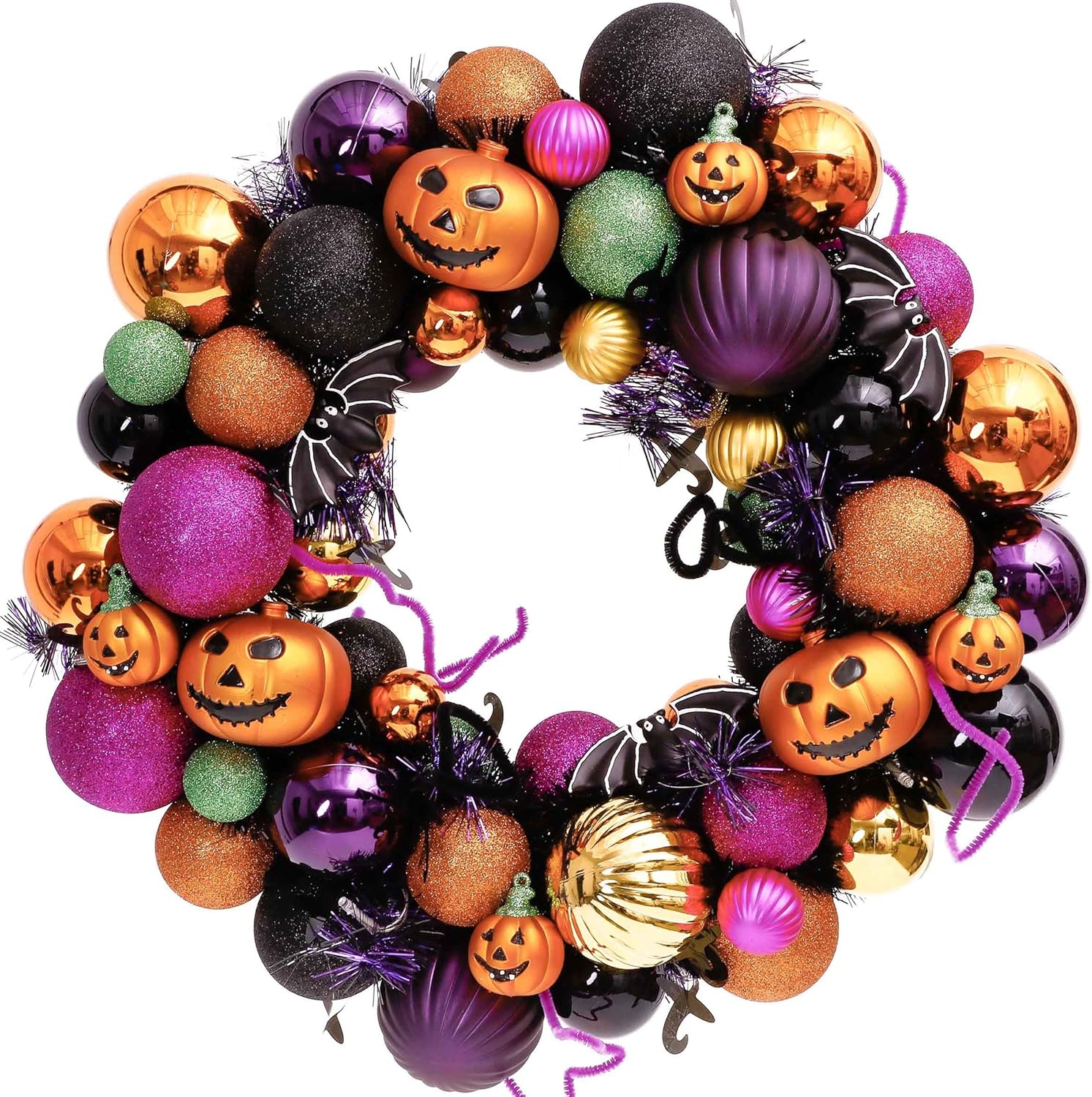 Valery Madelyn Pre-Lit Pumpkin Ball Wreath 20 Inch