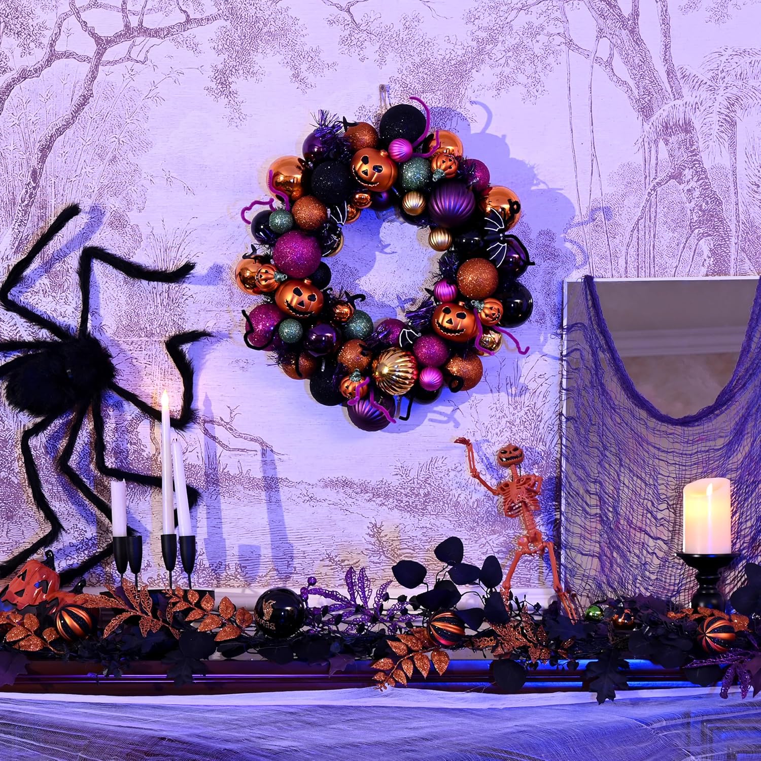 Valery Madelyn Pre-Lit Pumpkin Ball Wreath 20 Inch