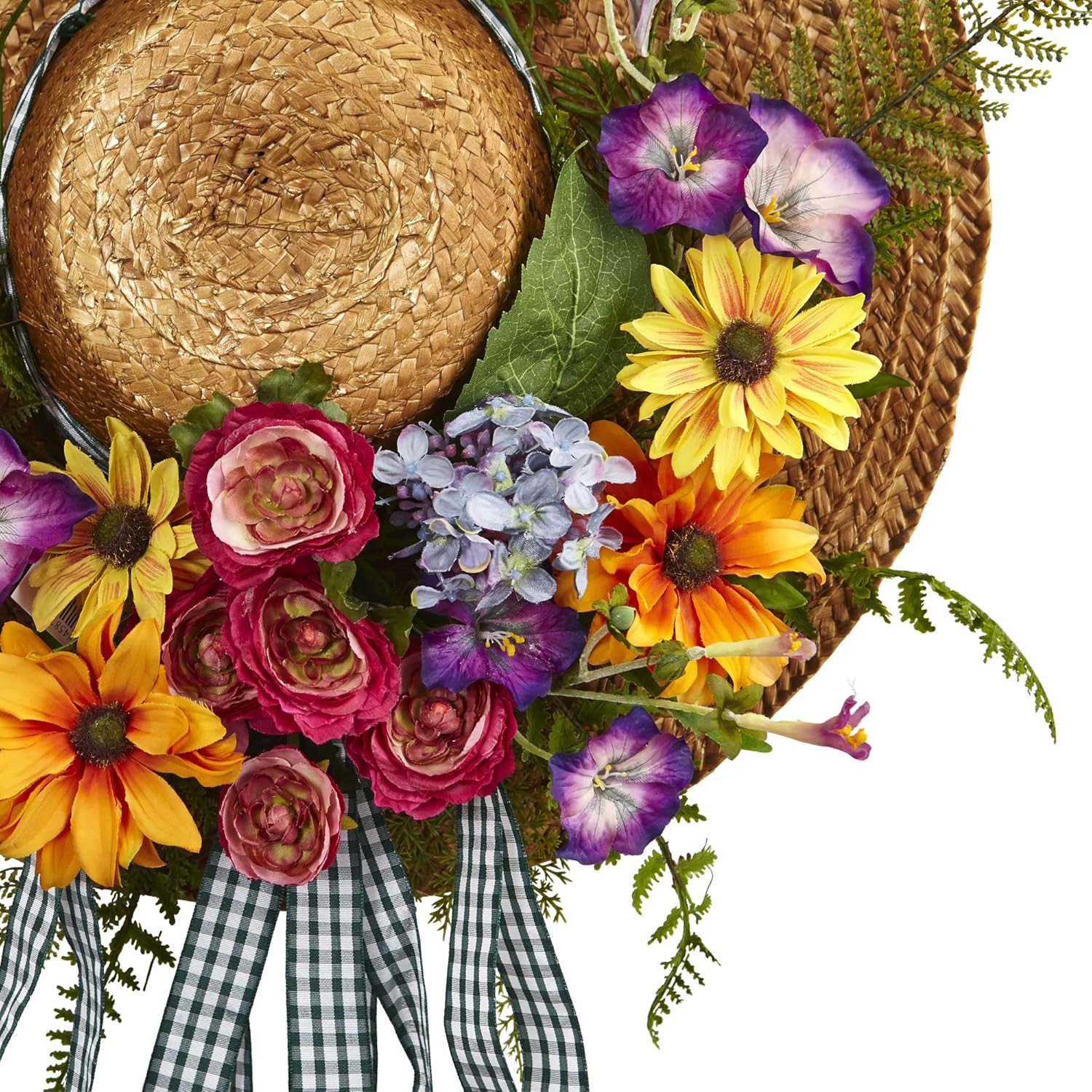 Nearly Natural 4587 18 Inch Mixed Flower Hat Wreath
