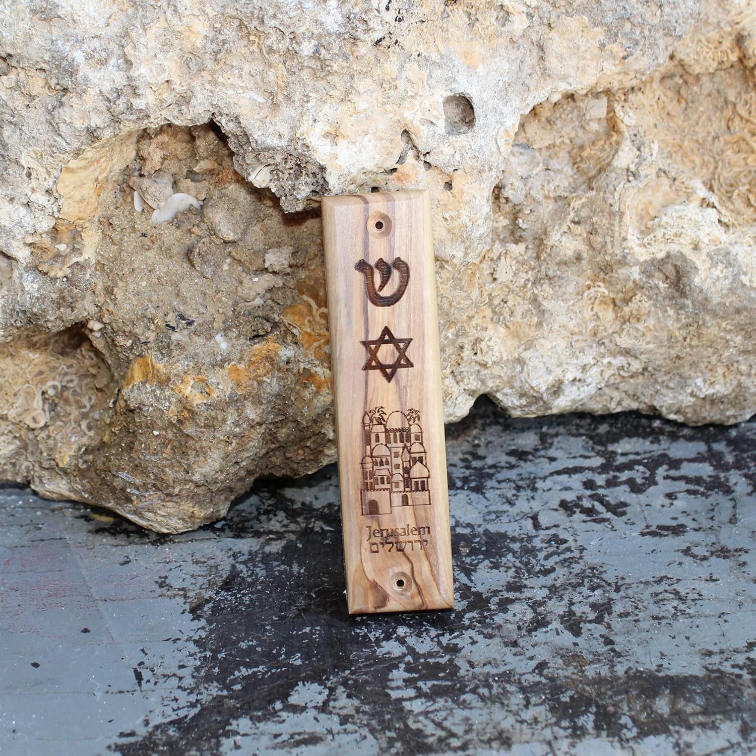 Olive Wood Mezuzah Case From Jerusalem
