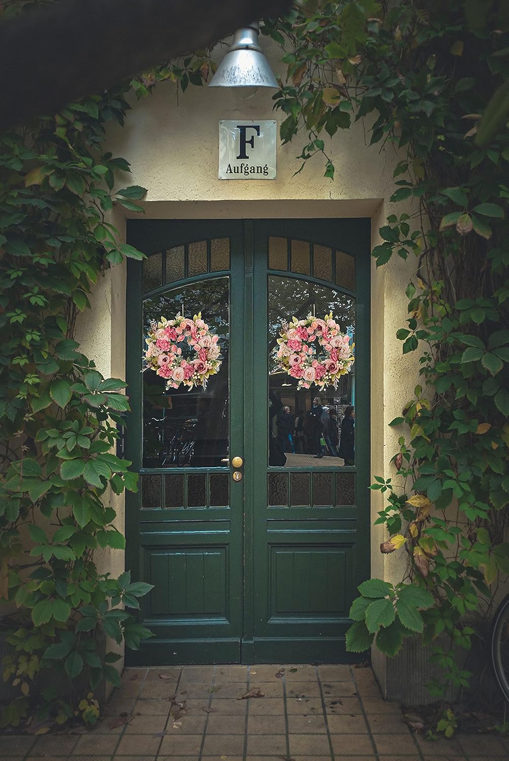 DOTKV Peony Wreath 15 Inch Handmade Front Door Decor