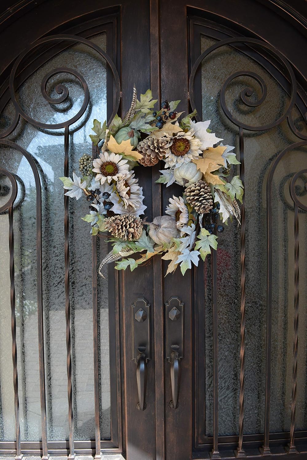 Admired By Nature 24 Inch Artificial Pumpkin Sunflower Wreath