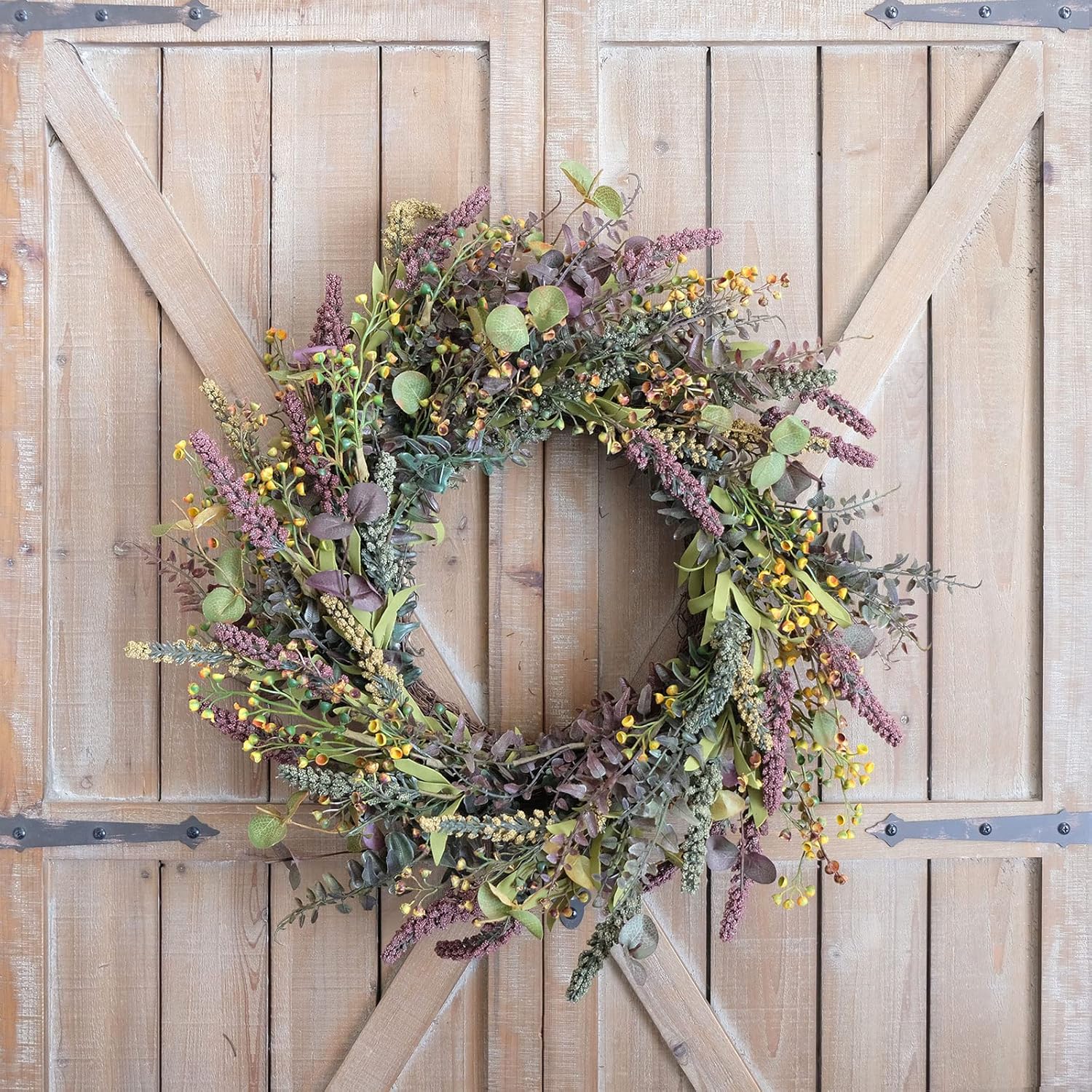 Idyllic 18 Inches Harvest Wreath - Fall Door Decor
