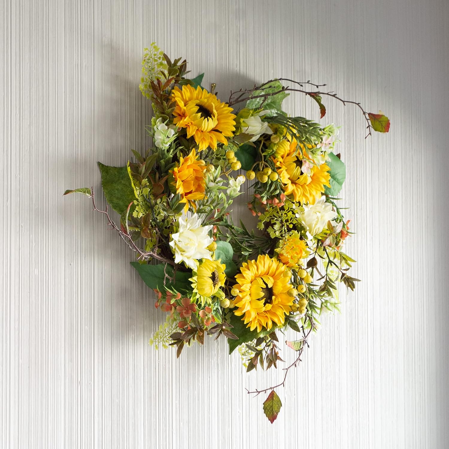 22-Inch Artificial Sunflower Wreath for Home Decor