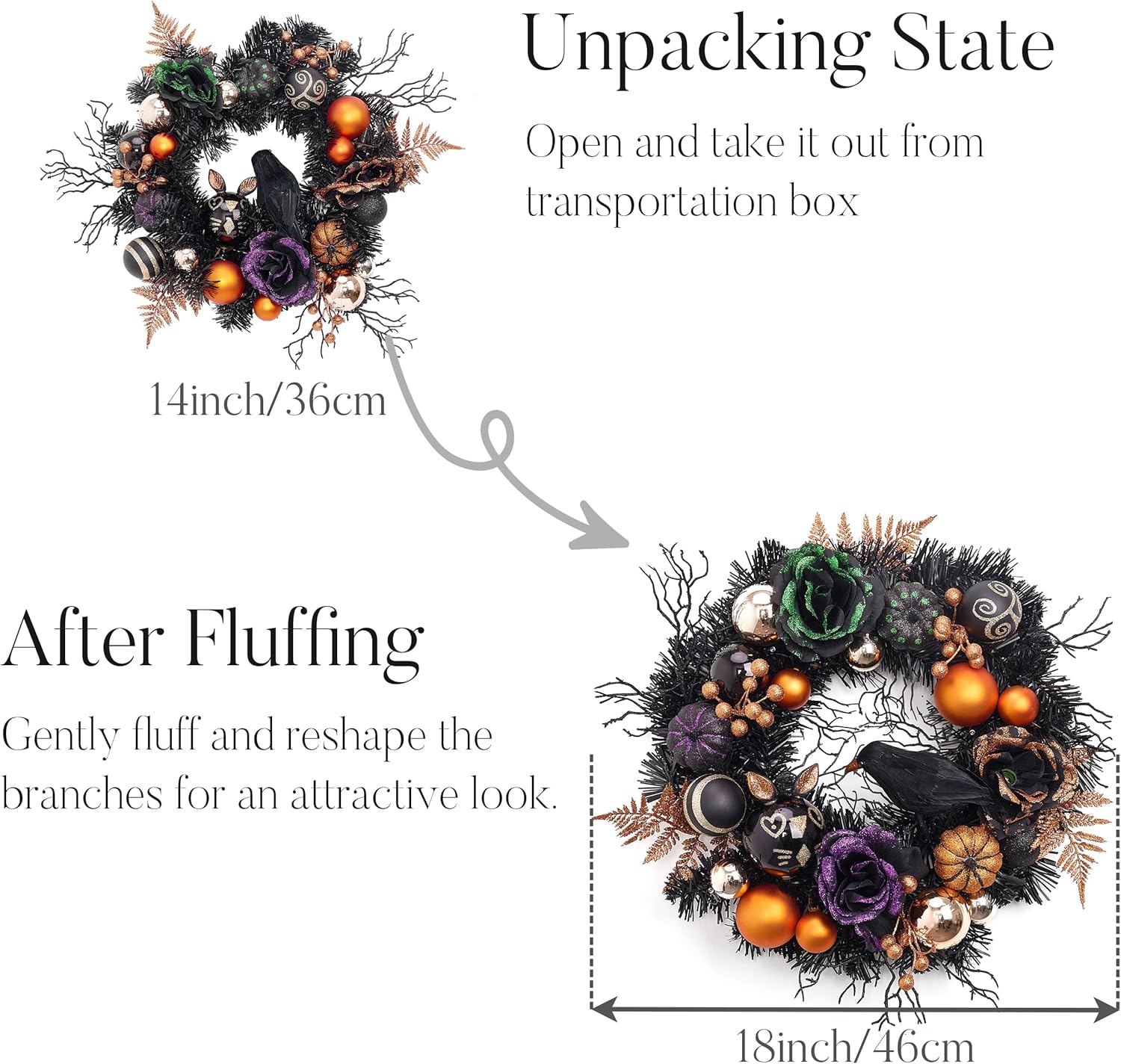 Valery Madelyn 26 Inch Halloween Wreath with Lights