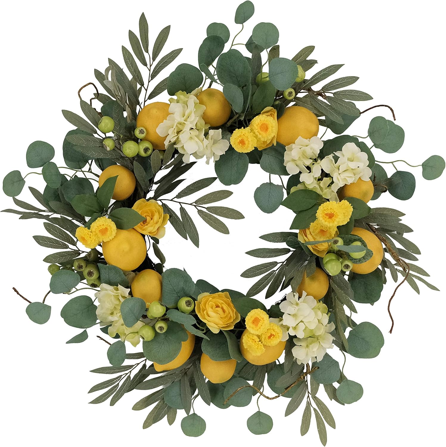 Puleo International 24 Inch Artificial Lemon and Hydrangea Wreath