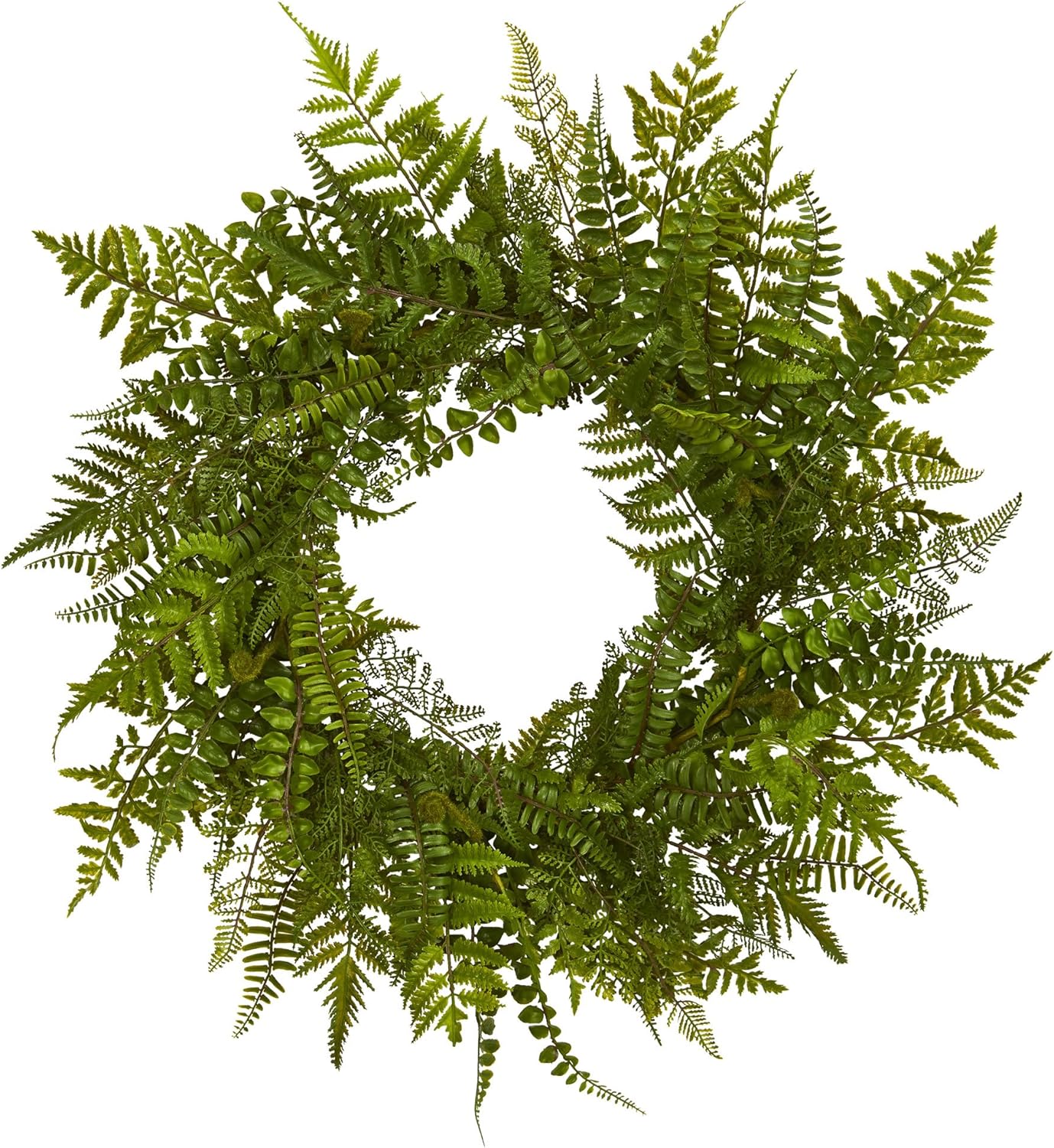 Nearly Natural 24-Inch Mixed Fern Artificial Wreath