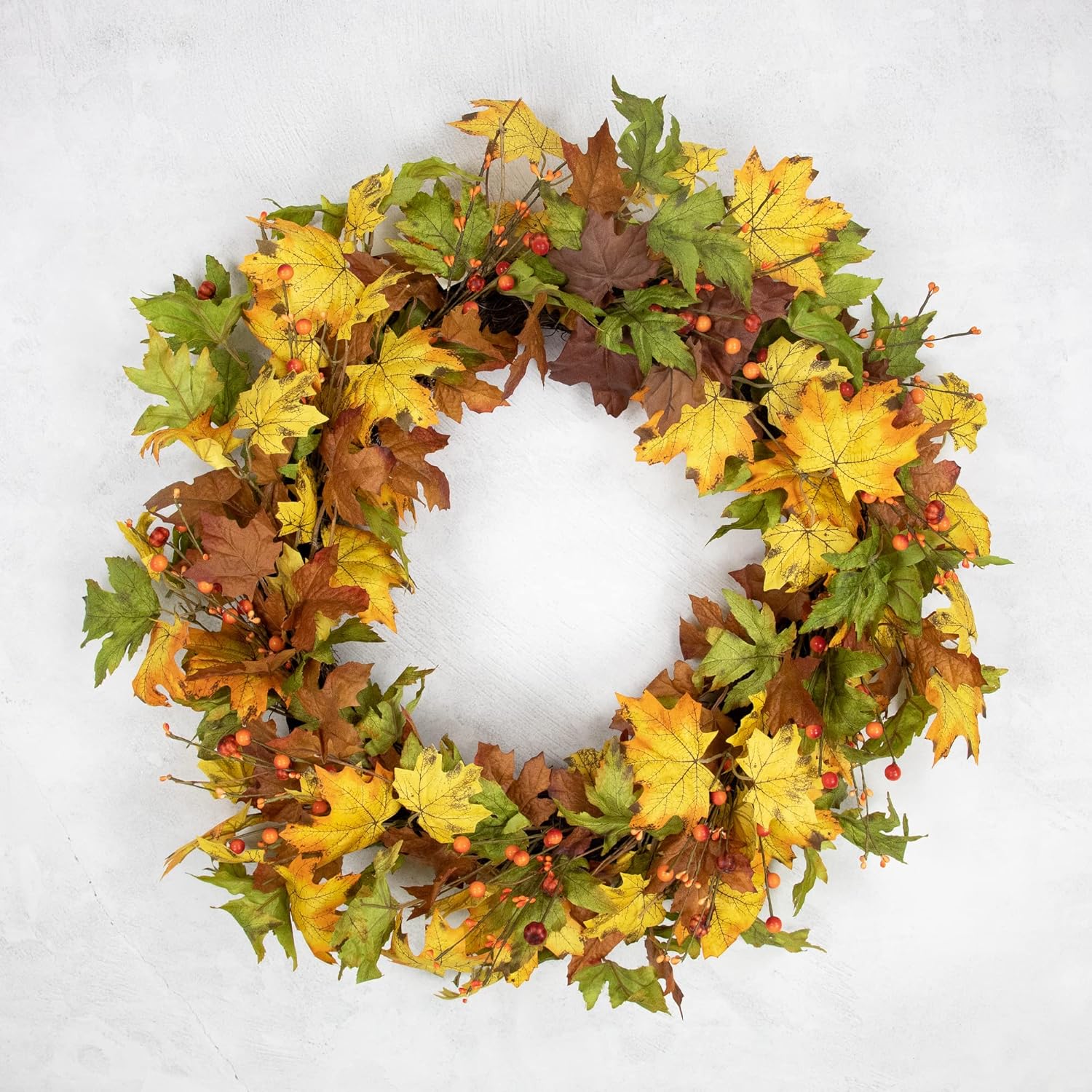 Northlight Berries and Twigs Artificial Thanksgiving Wreath Yellow 30-Inch