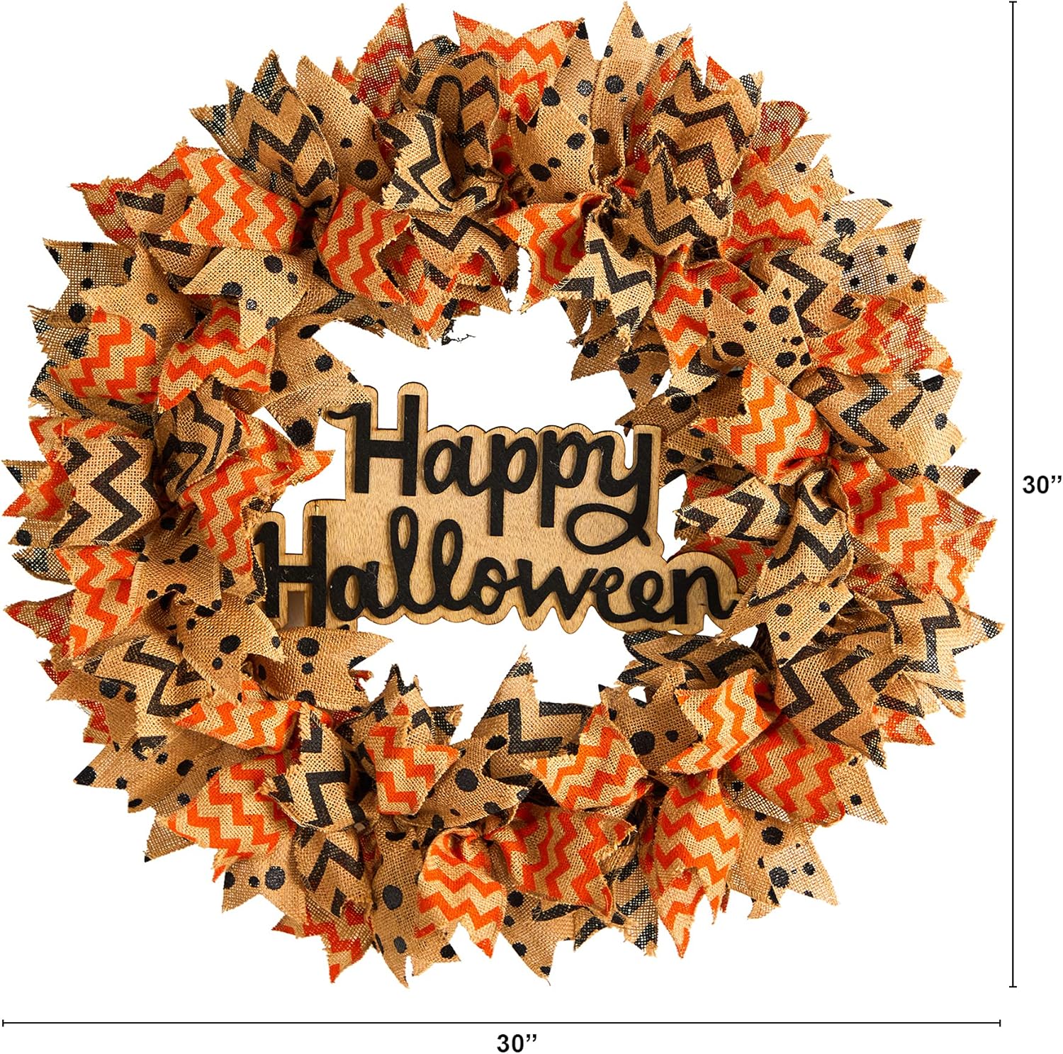 Nearly Natural 30in Halloween Burlap Ribbon Wreath