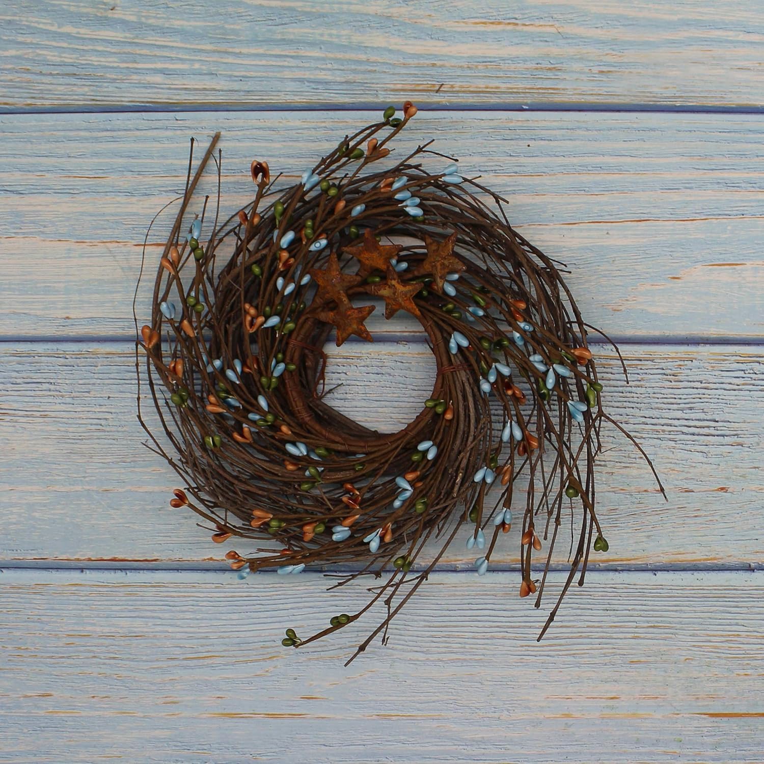 CVHOMEDECO Primitives Rustic Berries and Twig Wreath 7 Inch
